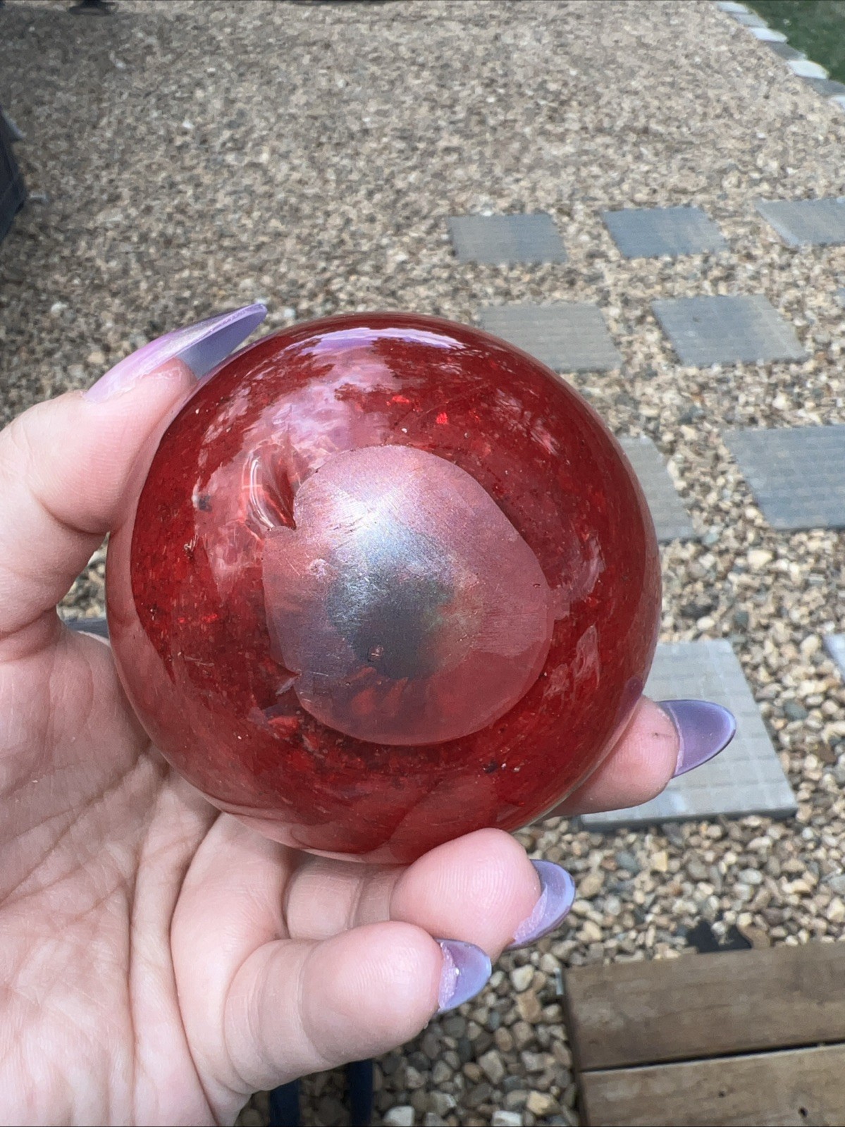 Hand Blown Art Glass Red Apple Paperweight Vintage Beautiful Color