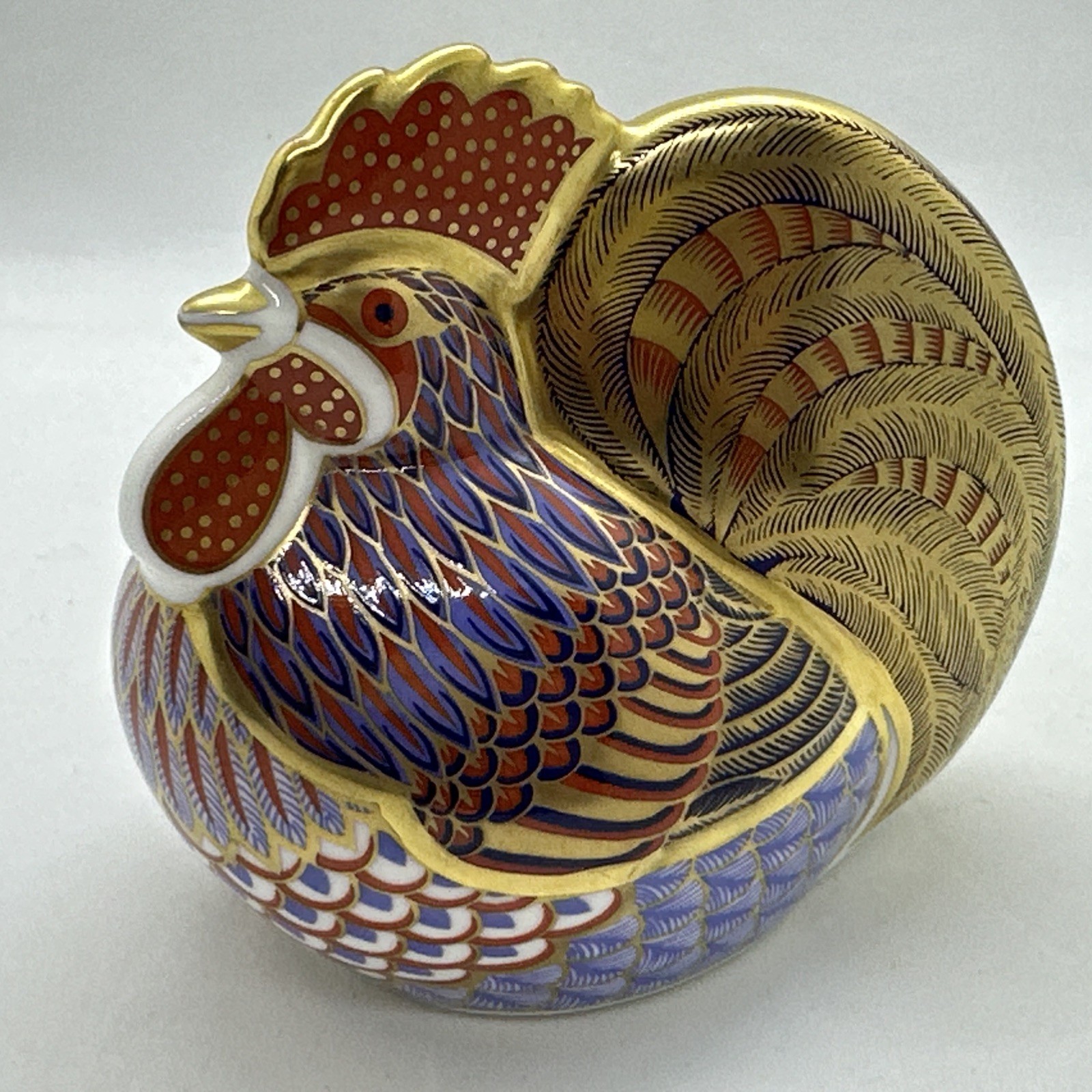 VTG Royal Crown Derby Rooster Paperweight Fine English Bone China Figurine