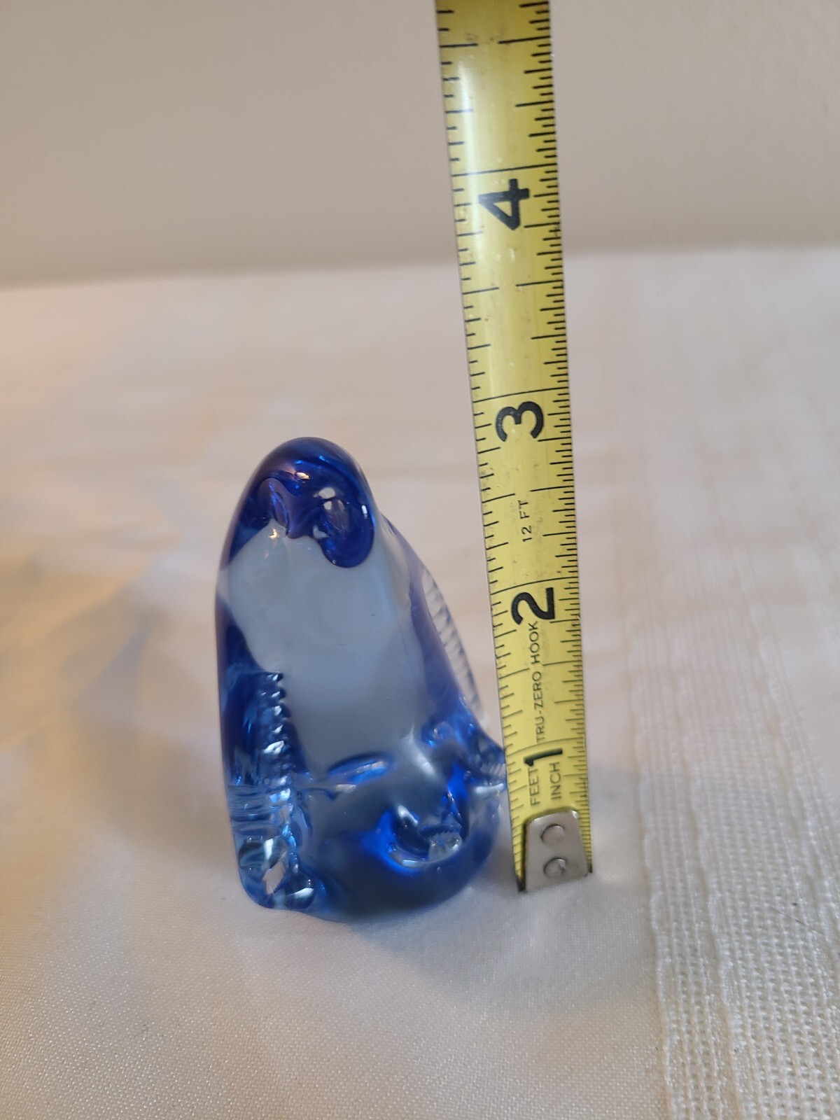 Vintage blue ice art glass baby young penguin bird abstract animal flippers