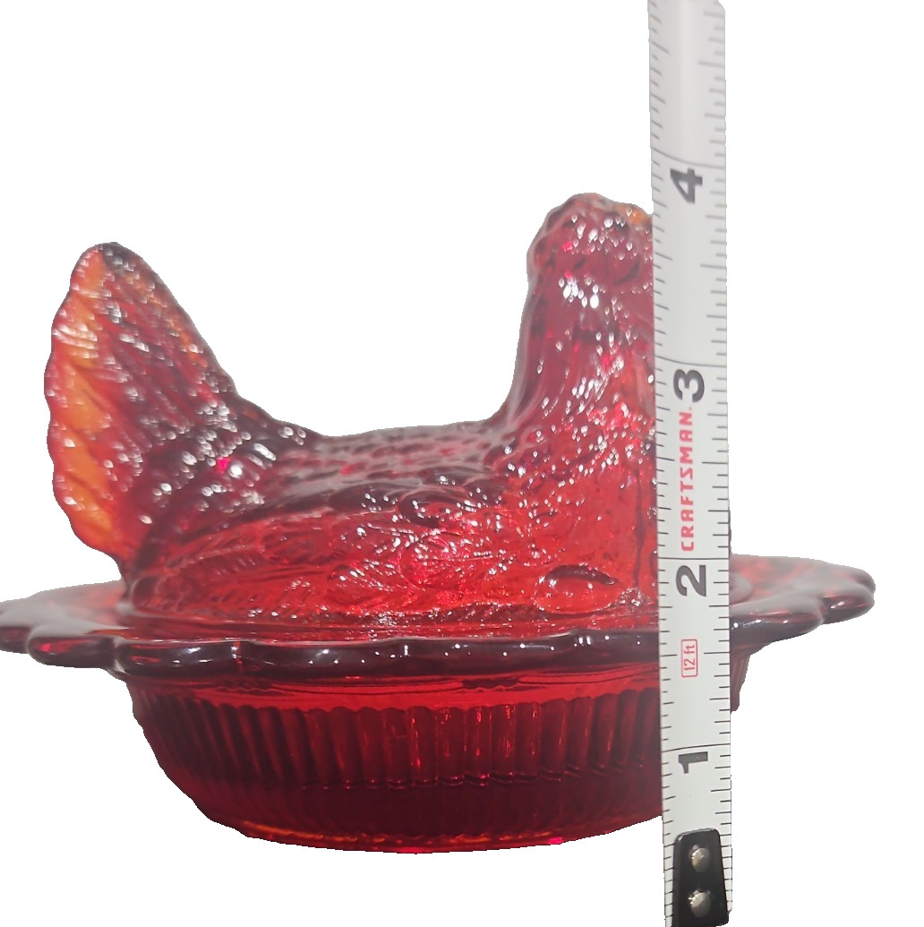 Mosser Ruby Red Hen on Nest-UV Reactive Cadiuim Glow Split Tail 6 1/2 inches