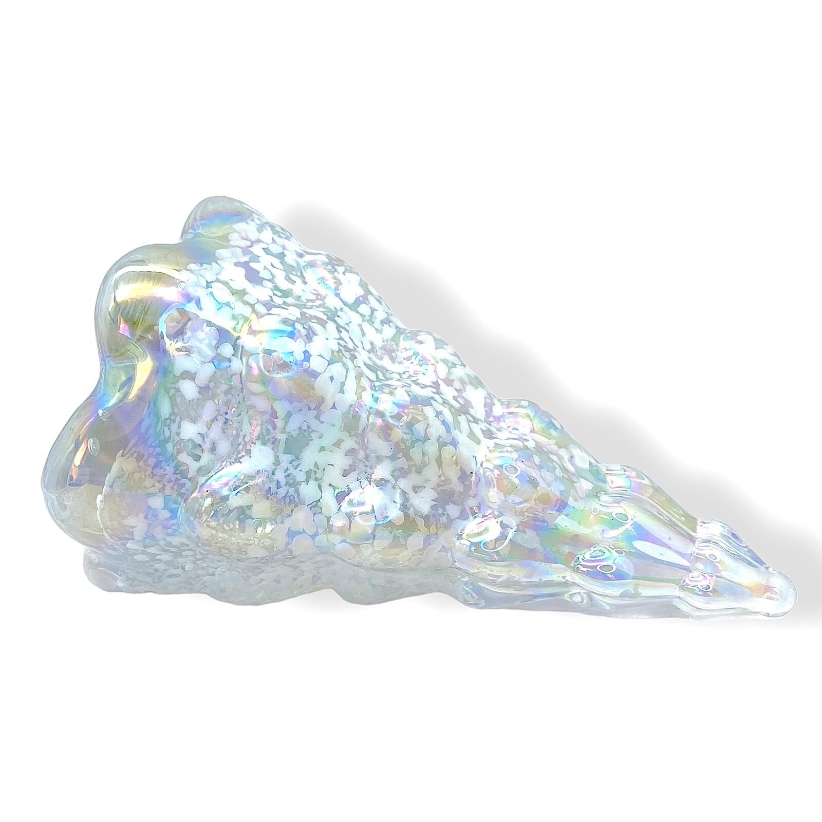 Silvestri Iridescent Art Glass Christmas Tree Confetti Figurine 5” Holiday Decor