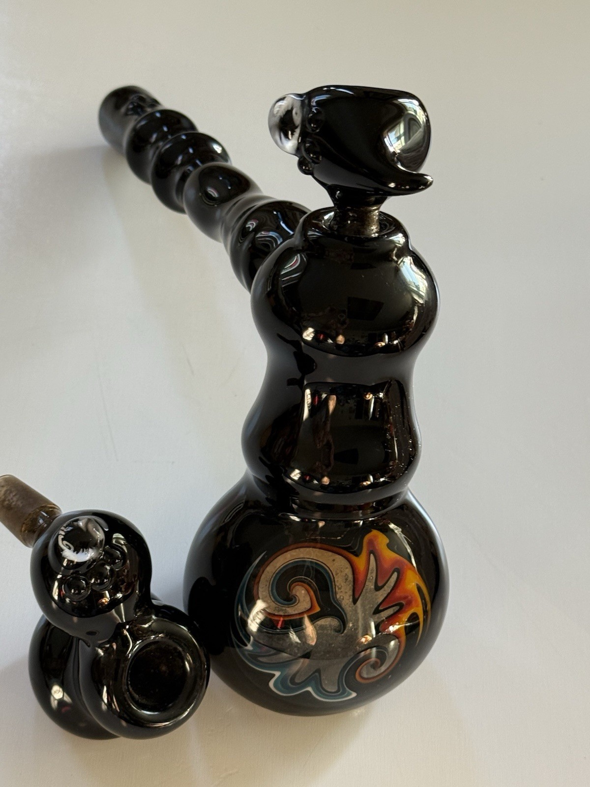 Evan wood Glass Custom Black On Black See-Through Window & Worked Ash Catcher