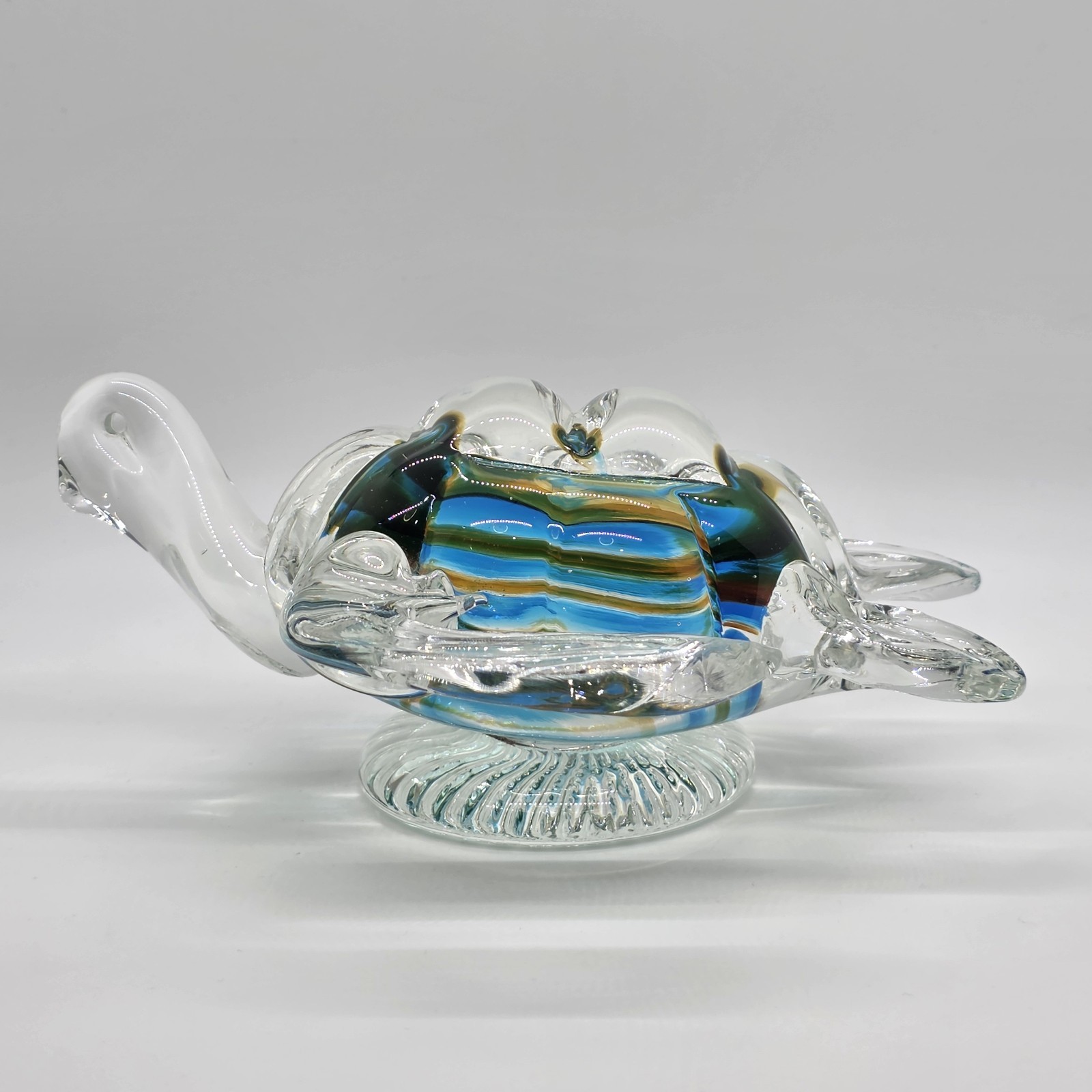 Vinci Dynasty Gallery Hand Blown Art Glass Sea Turtle Blue Green 7″ Paperweight