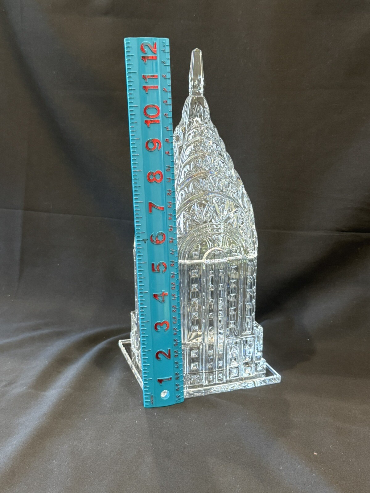 12″ Shannon 24% Lead Cut Crystal Chrysler Building NYC Chip On Base See Pic