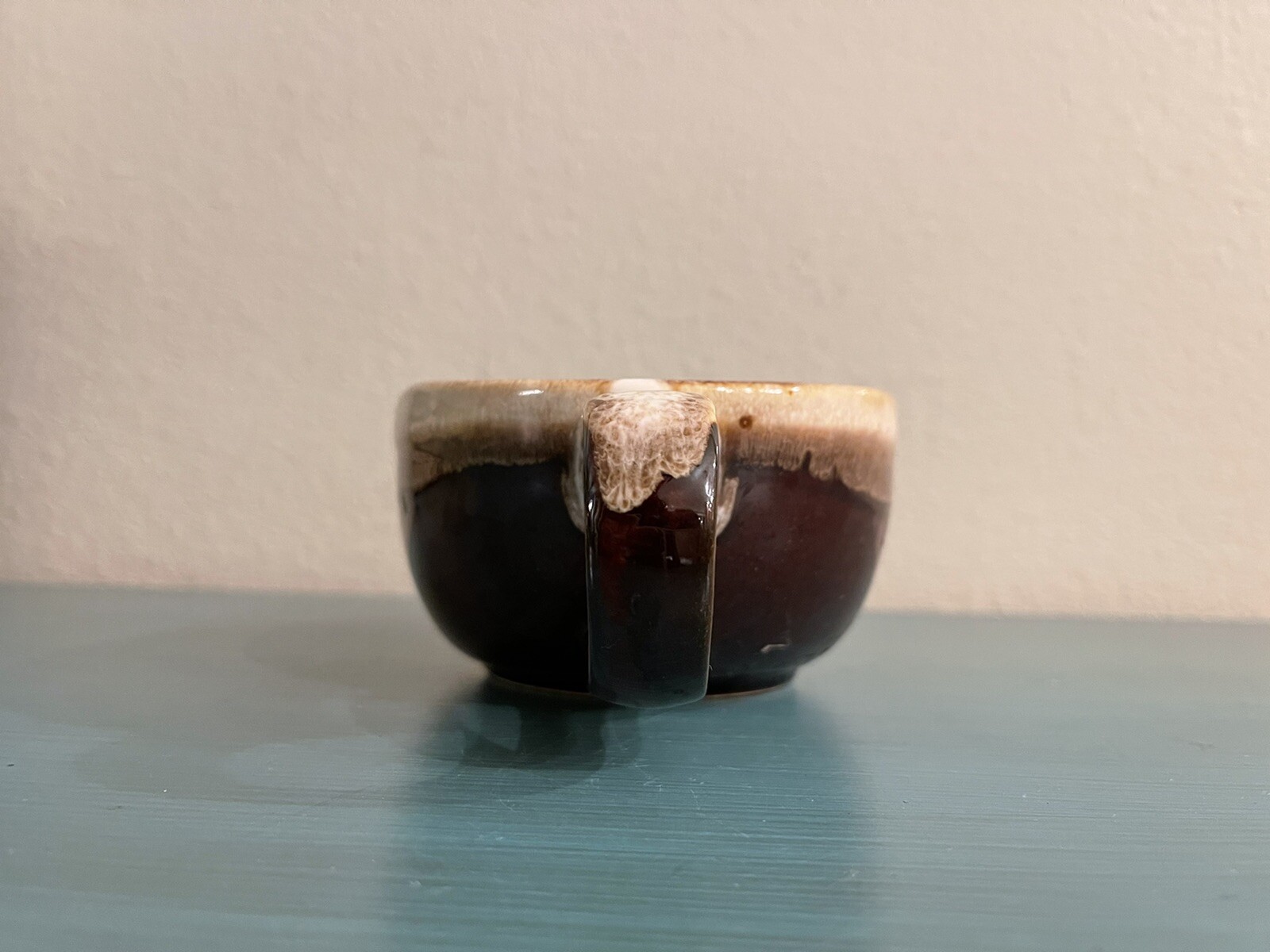 VINTAGE MCCOY POTTERY CUP BROWN AND CREAM COLOR SINGLE HANDLE