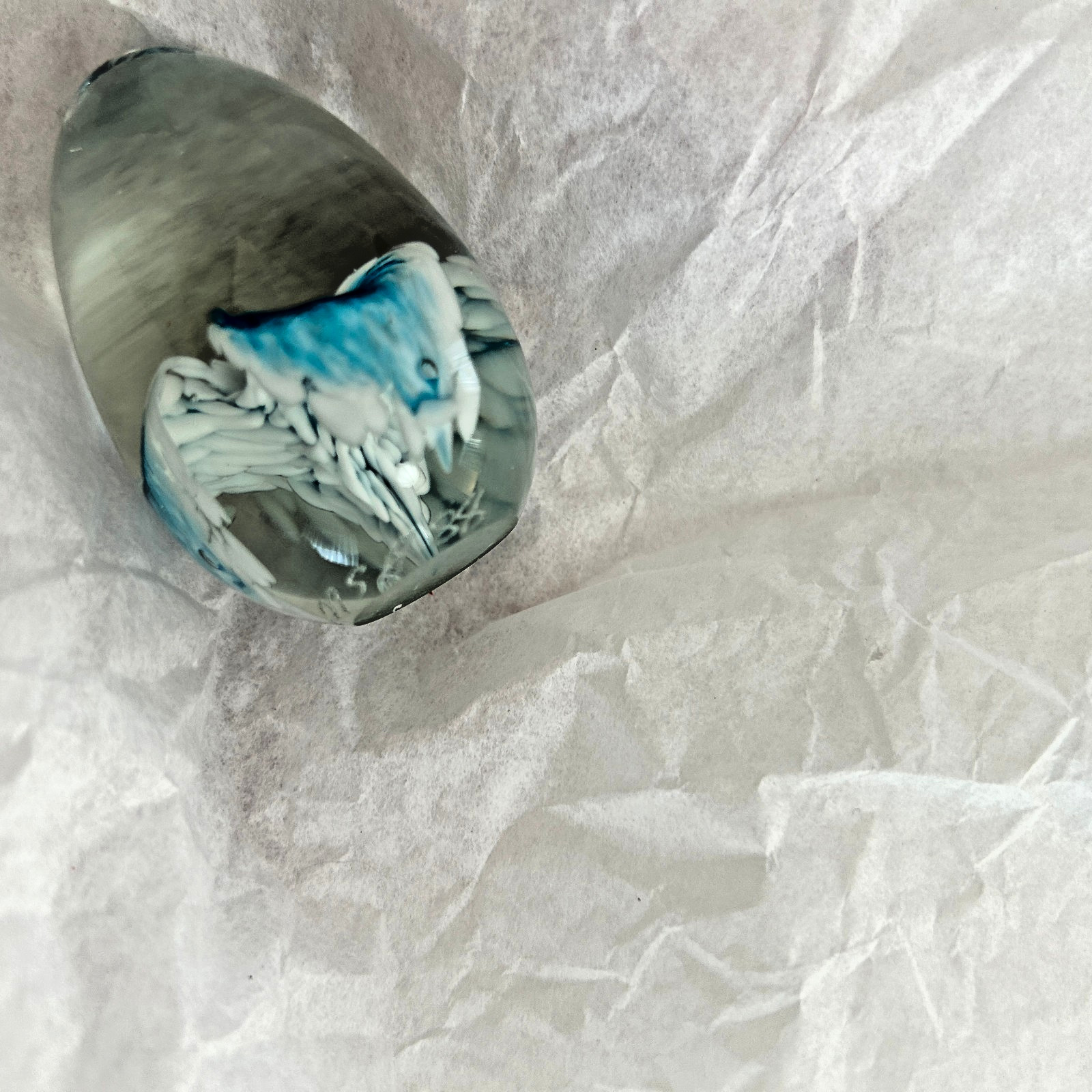 Glass Easter Egg Paperweight, Hand Blown, Signed MSH 88