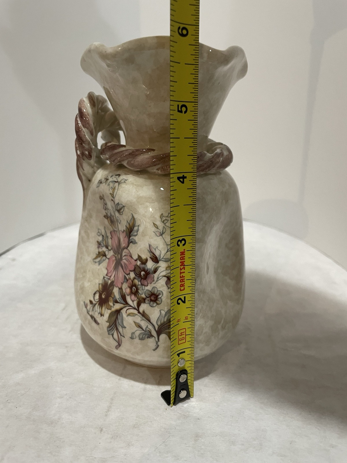 Handarbeit Art Pottery Vase Rope 5.5 Inches Tall Gift