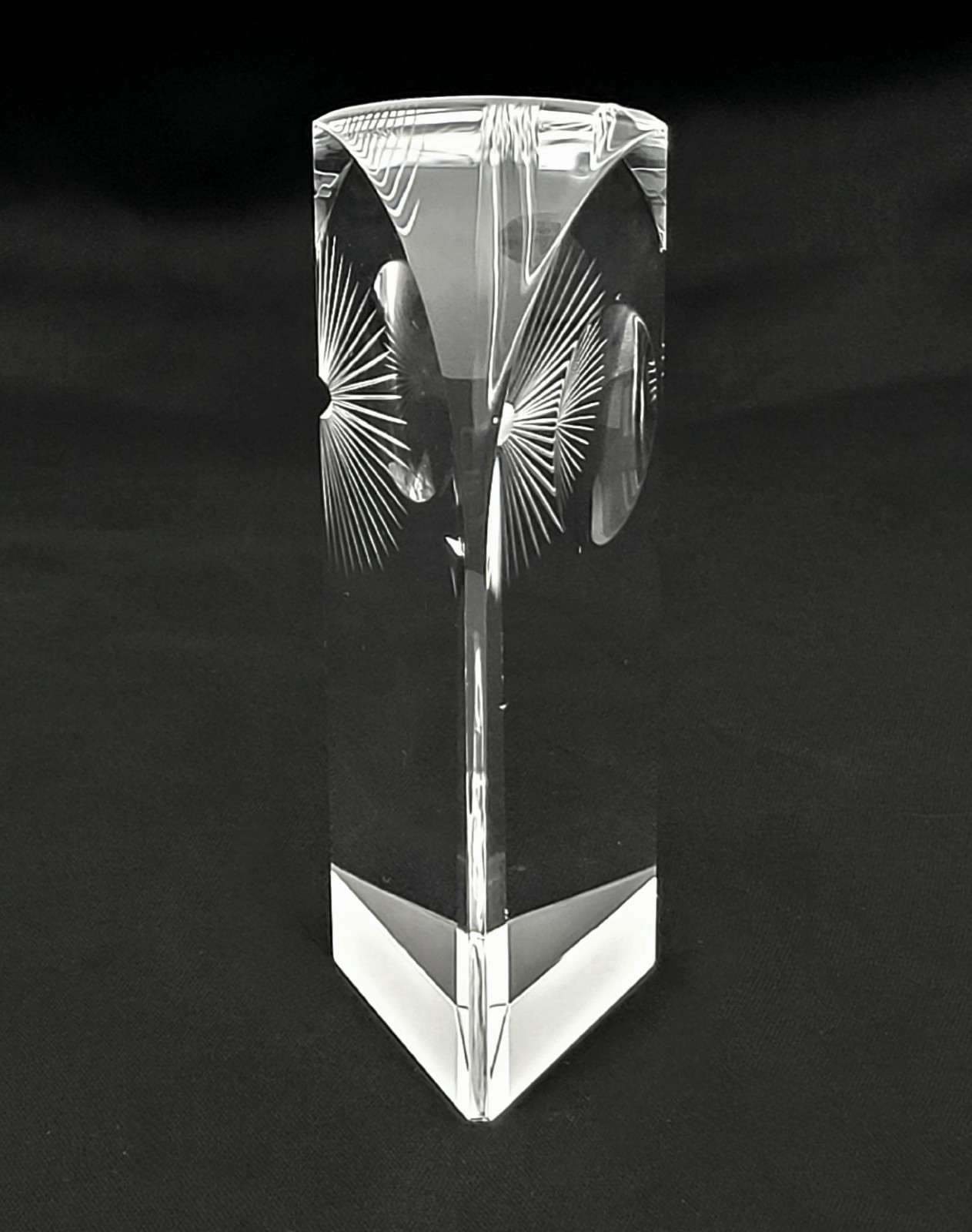 Hoya Crystal Owl Paperweight MCM Clear Glass Figure 4.75″ Signed