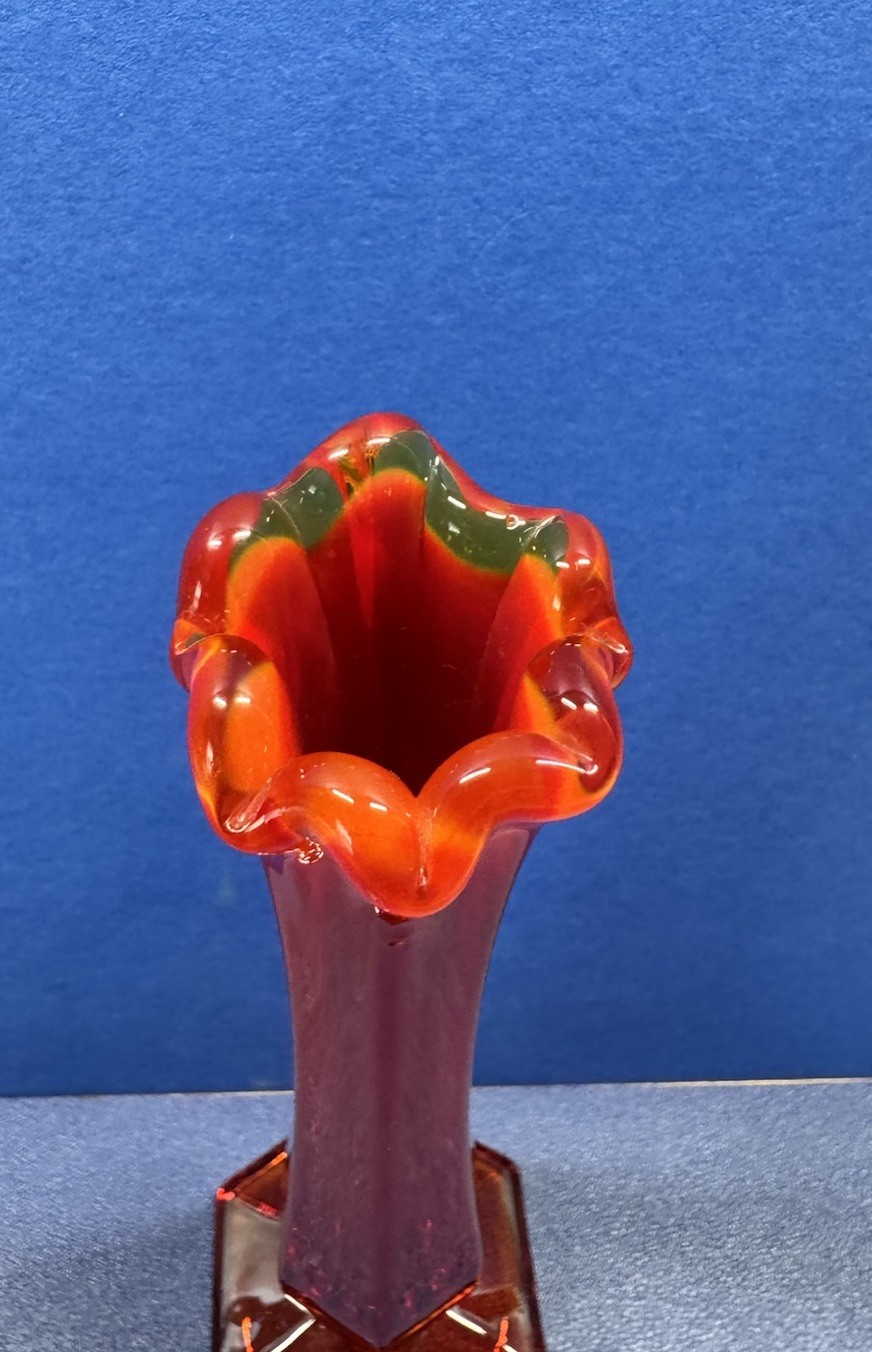 Westmoreland 8 1/2 “ Orange Yellow Top Bud Vase