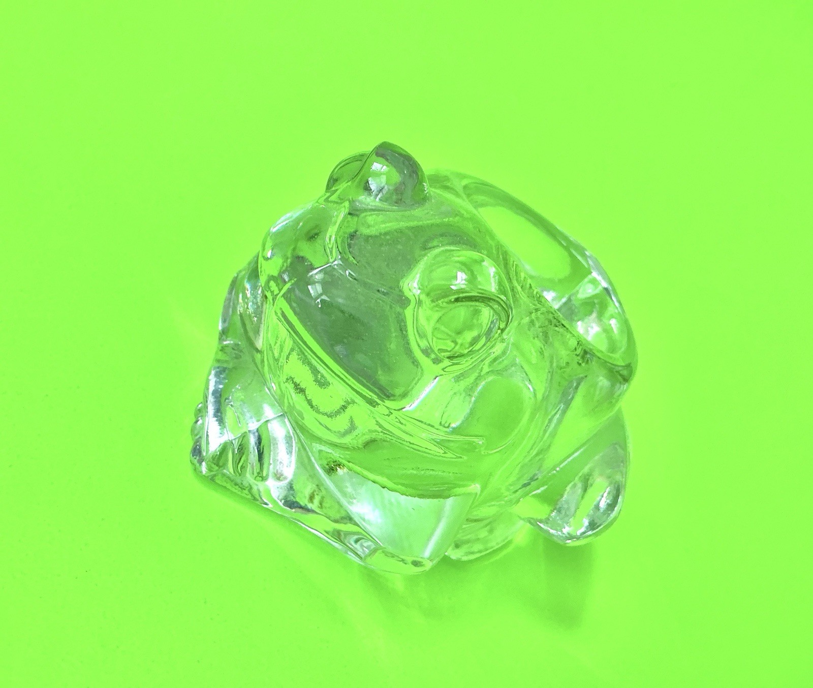 Frog Candle Holder Clear Glass Indiana Glass Votive Vintage 1990s