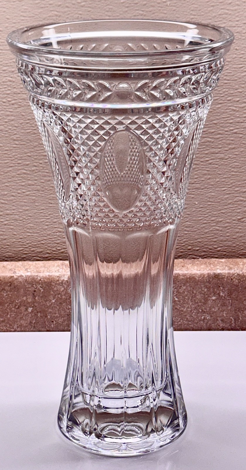 MIKASA ~ GARDEN FLOWER VASE CUT CRYSTAL 14″ ~ 10 lbs Gr84 NICE 4 LRG BOUQUET