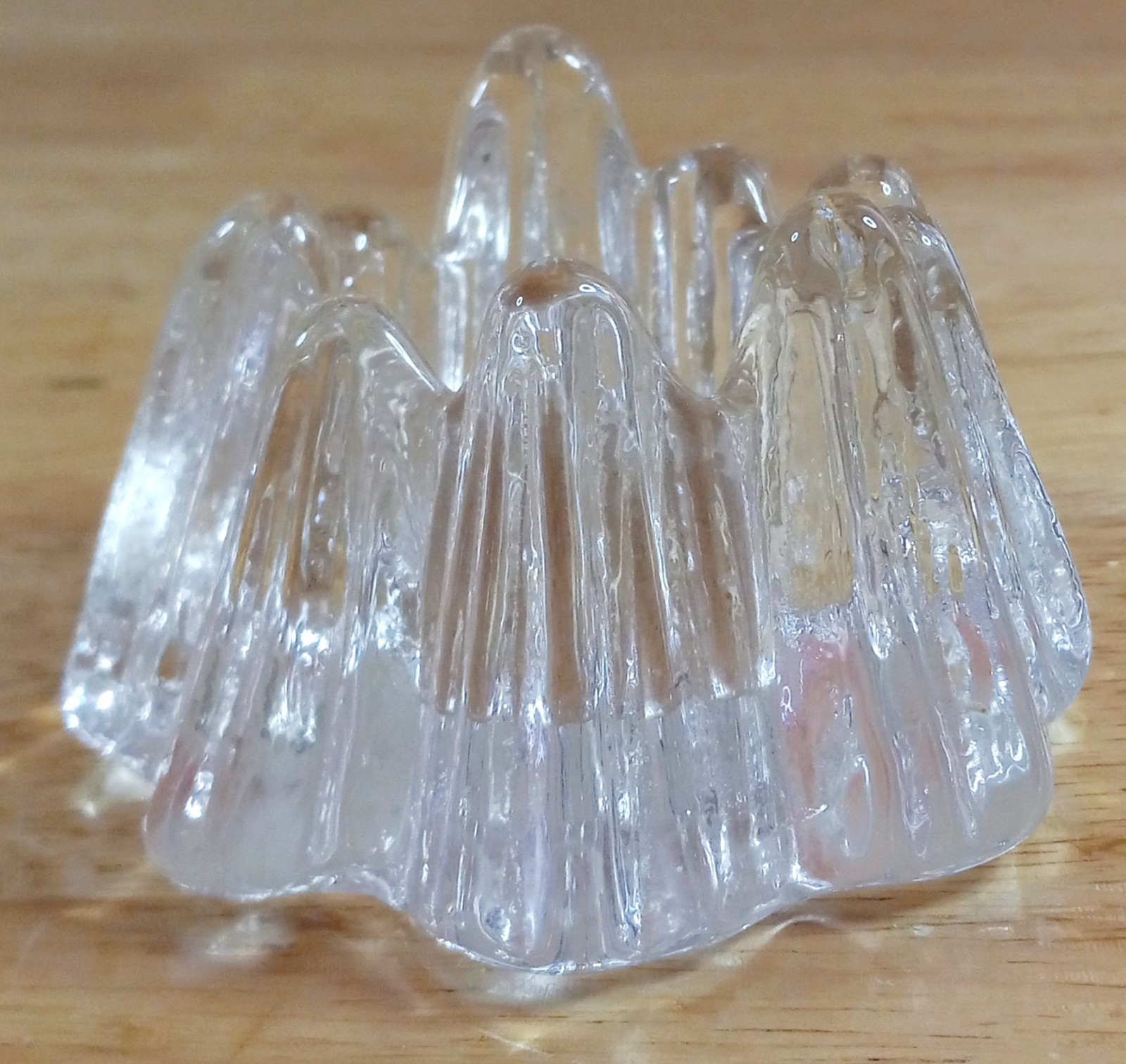 VTG 2pc Nybro Sweden Crystal Tea Light Votive Holders Volcano Christmas Tree EUC