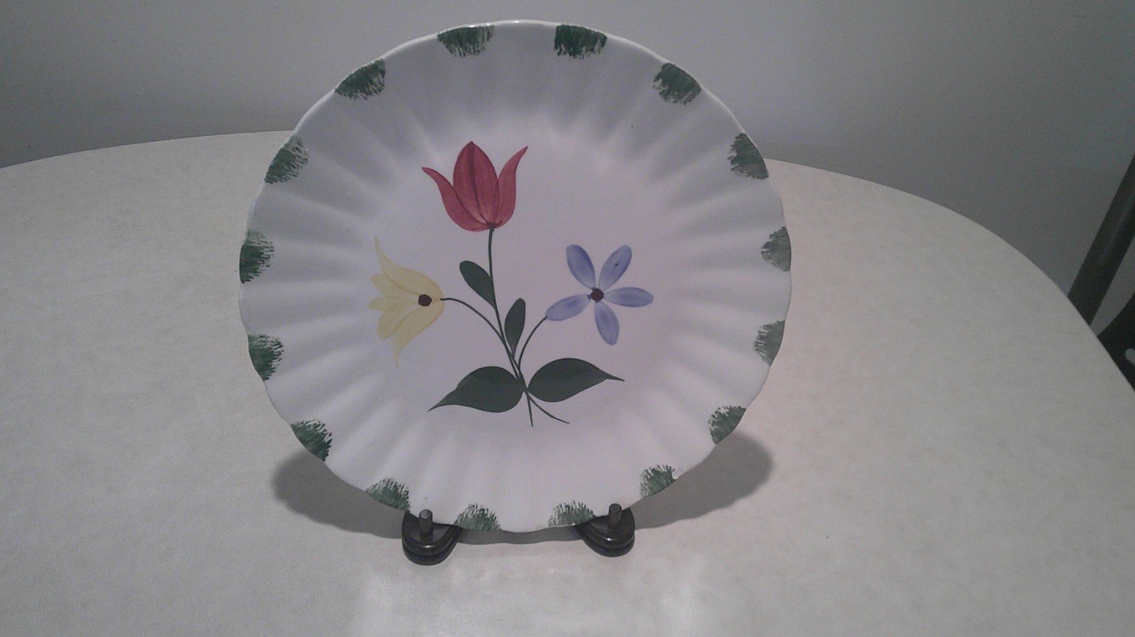 Blue Ridge Southern Potteries Floral Plate Hand Painted Yellow Blue Red Flowers