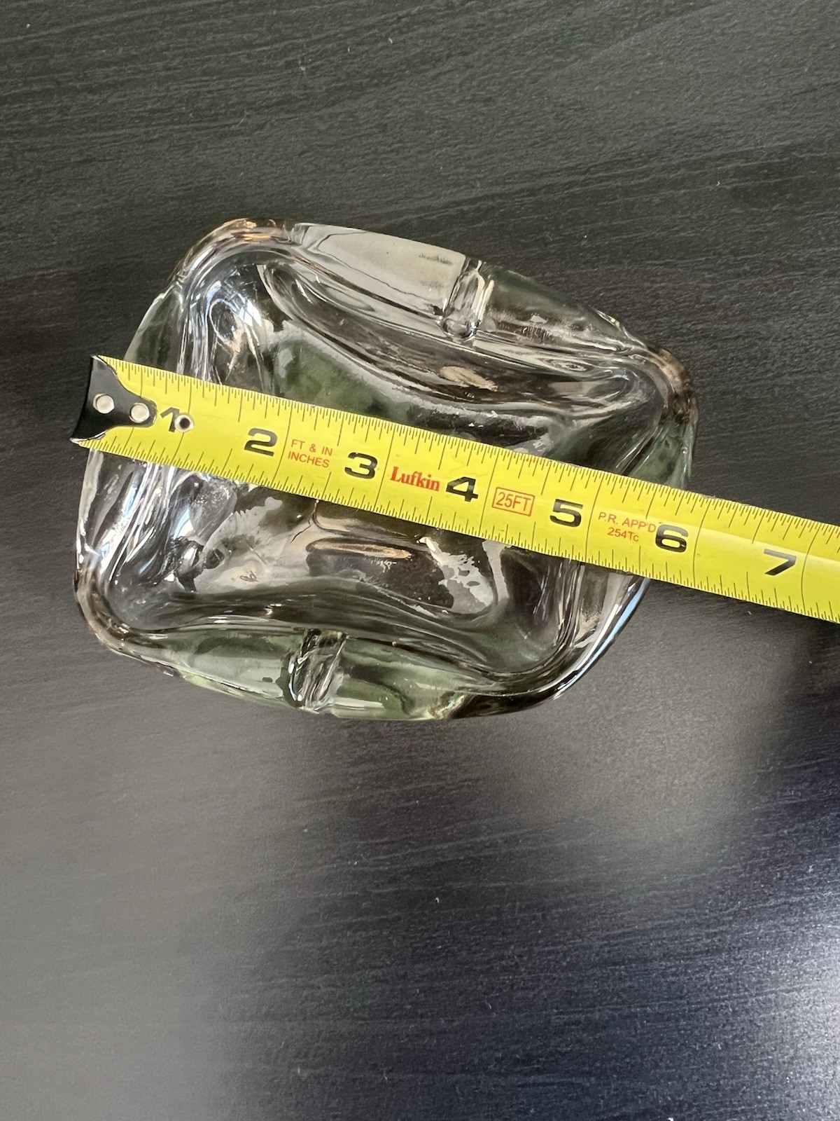 Vintage MCM Clear Light Grey Iridescent Art Glass Ashtray Retro Anchor Hocking