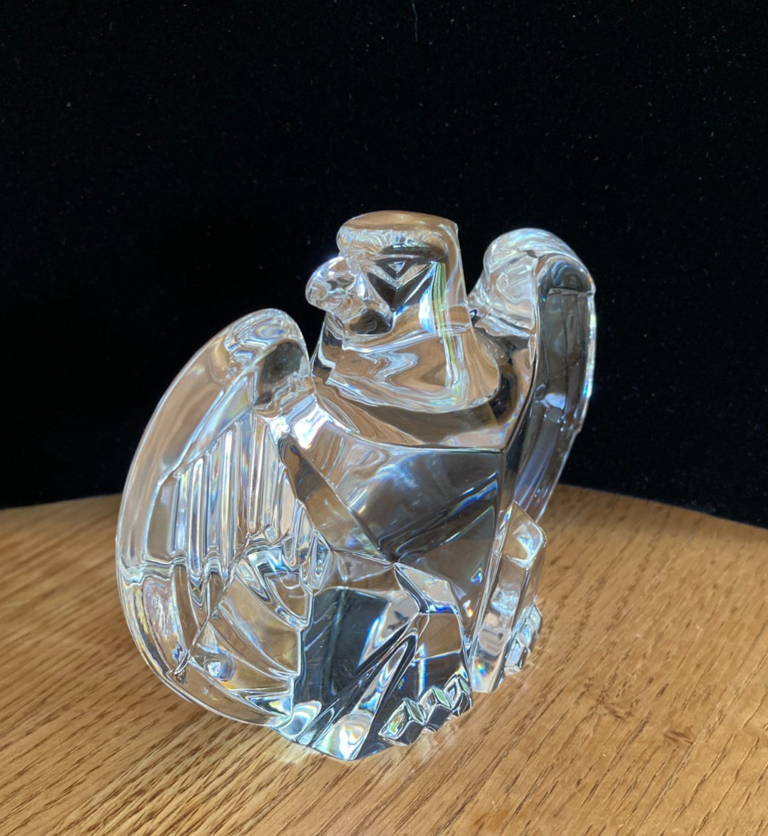 Steuben Signed Crystal Bald Eagle Lloyd Atkins Textured Sculpture Paperweight