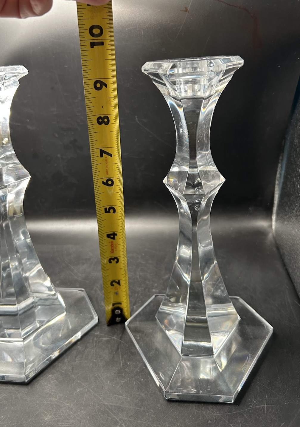 Vintage Val St Lambert Candlesticks VAS70 Pair 9.5 inches Cut Crystal GIFTWARE