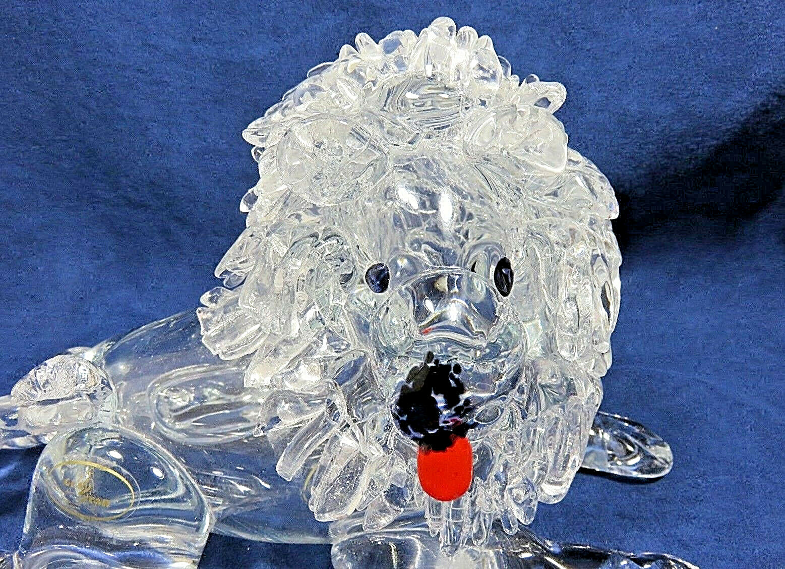 Large LION Dog Poodle ~ Czech Bohemian Crystal Glass Figurine