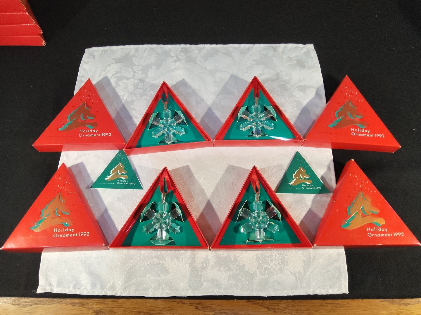 Swarovski 1992 2nd Editiion Christmas Snowflake Ornament NIB Lot 8 Store Display
