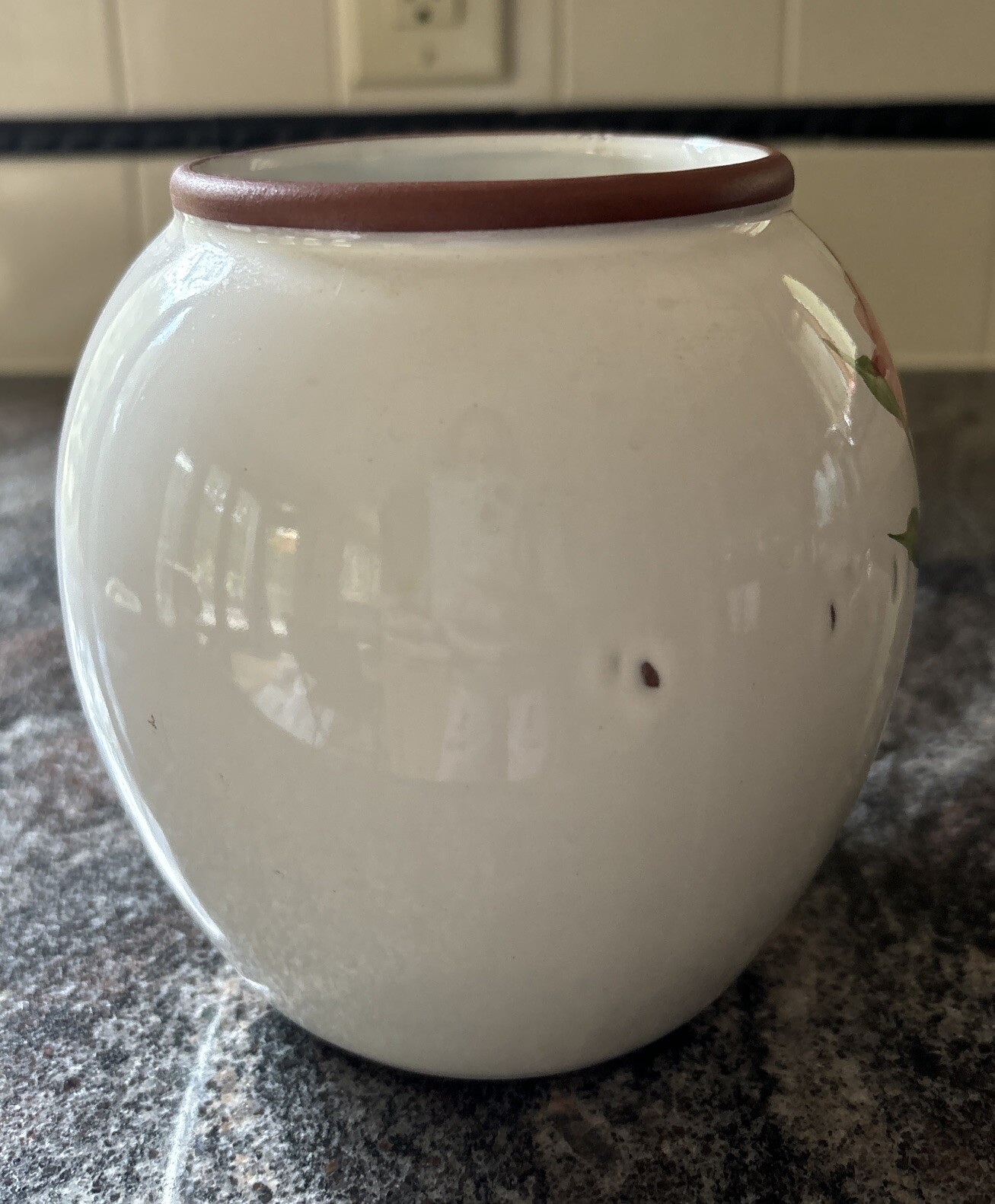 Vintage 1992 Emerson Creek Pottery Vase Pink Hydrangeas Bedford Virginia 6in