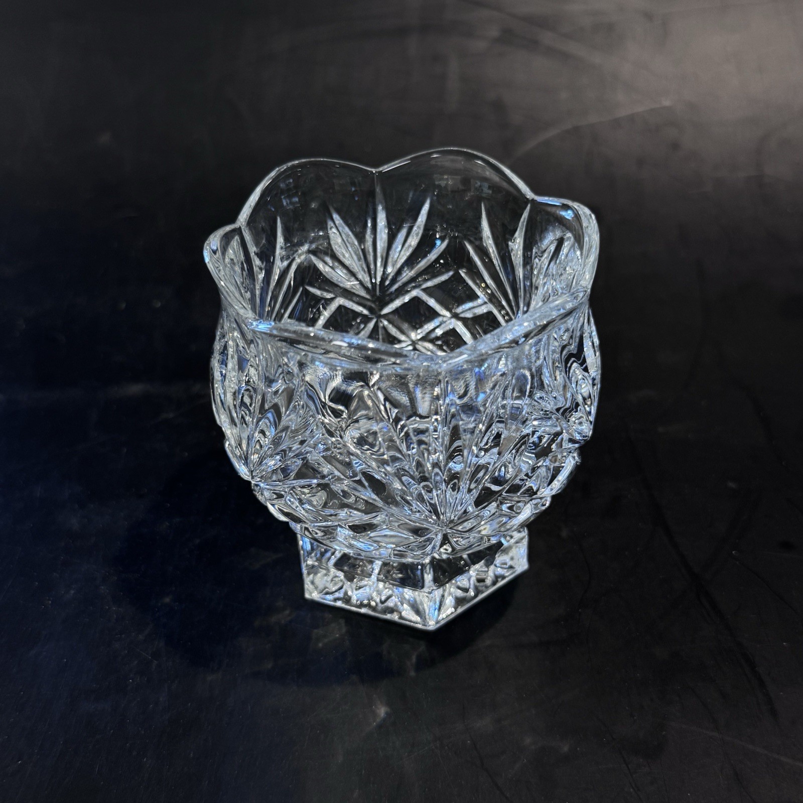 Noritake Retired Hampton Hall Crystal Votive Pedestal Candle Holder Starburst