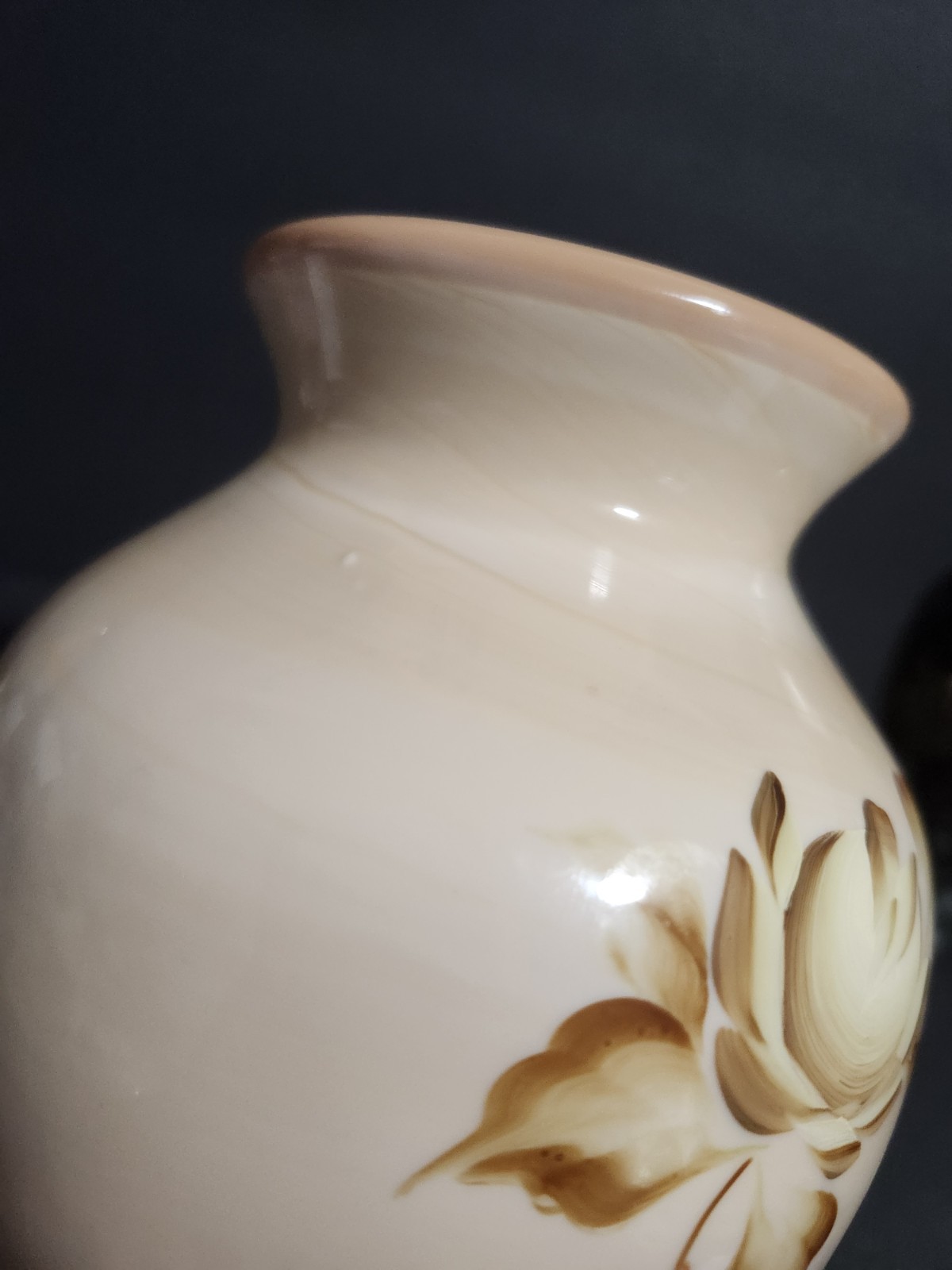 Fenton Chocolate Glass Vase NFGCA Hand Painted Roses By JK Spindler PLEASE READ