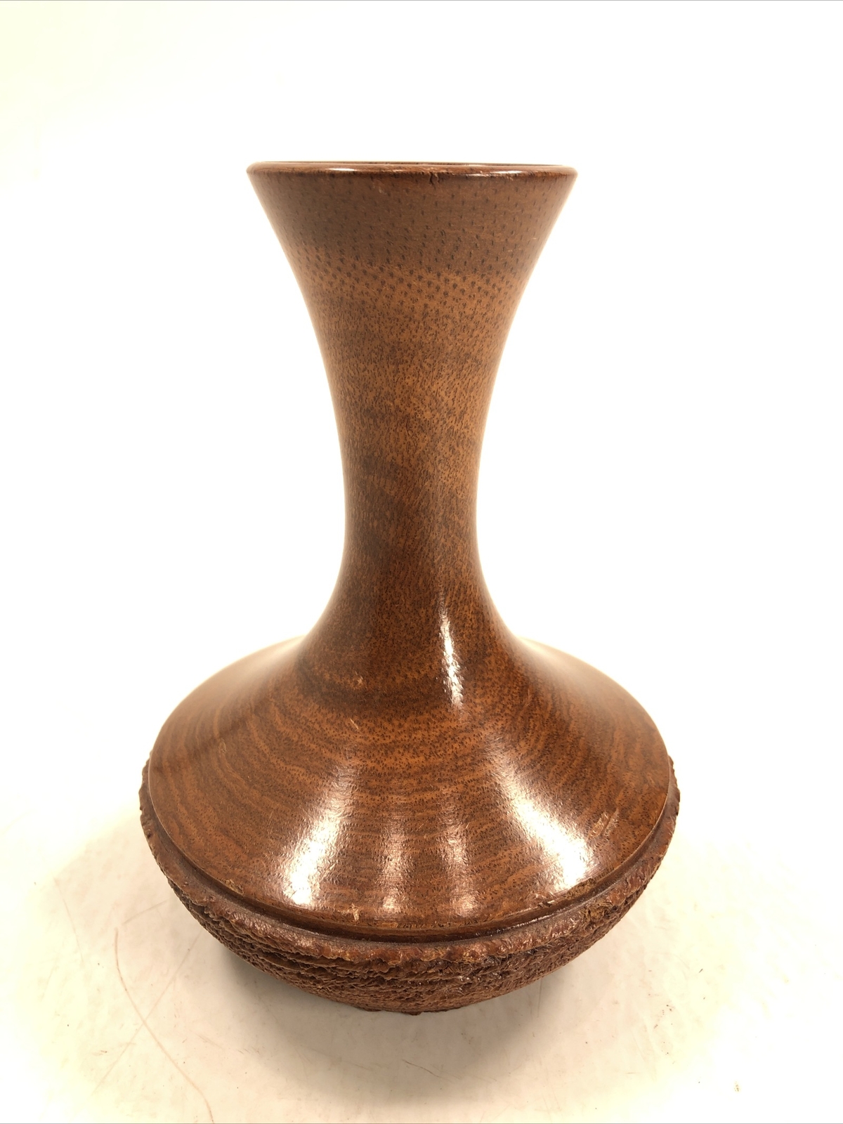 Wooden vase 6 1/2 inches tall 4 1/2 inches diameter
