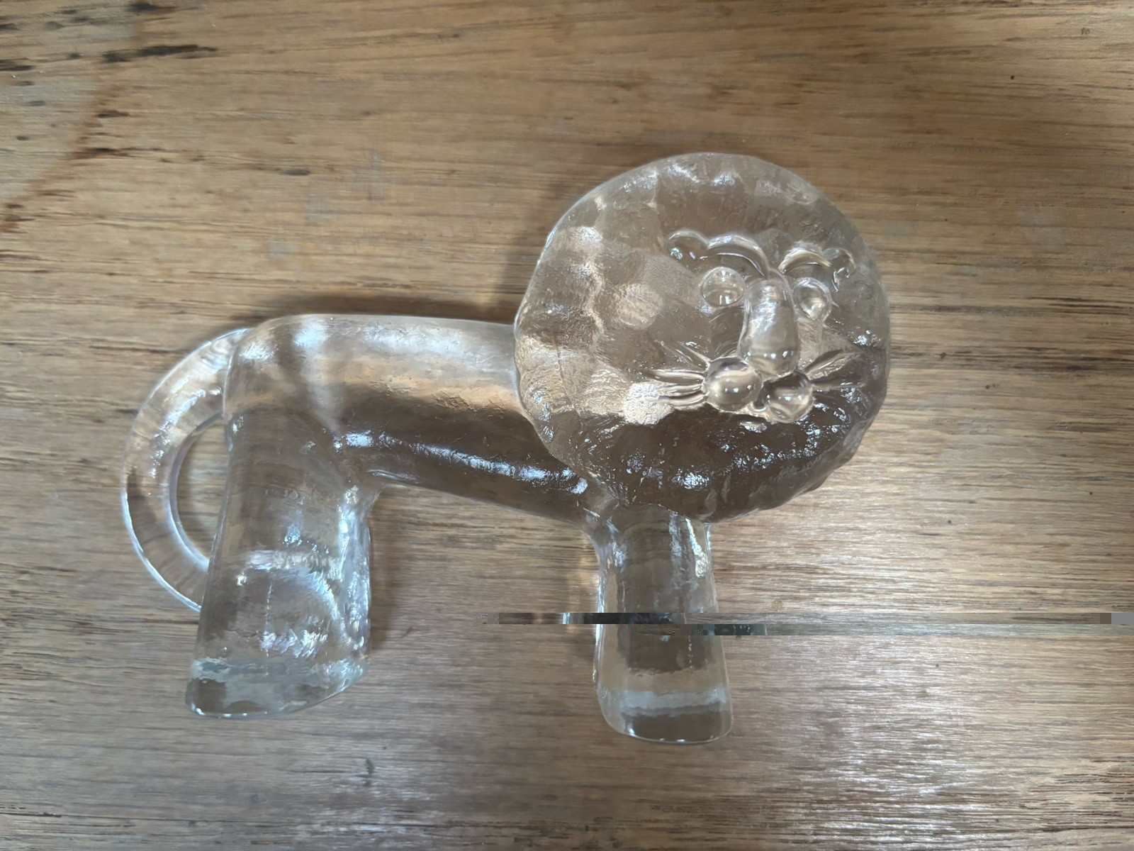 Glass Lion Figure Kosta Boda Art Glass Zoo Series Paperweight Clear