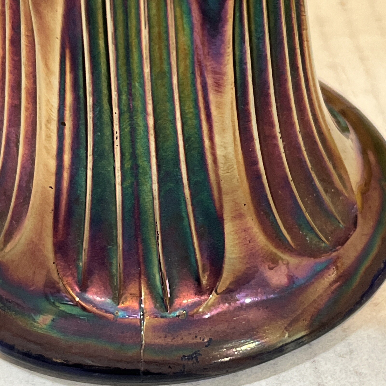 Vintage Fenton Diamond & Rib Cobalt Blue Carnival Glass Swung Vase Apprx 10 3/4”