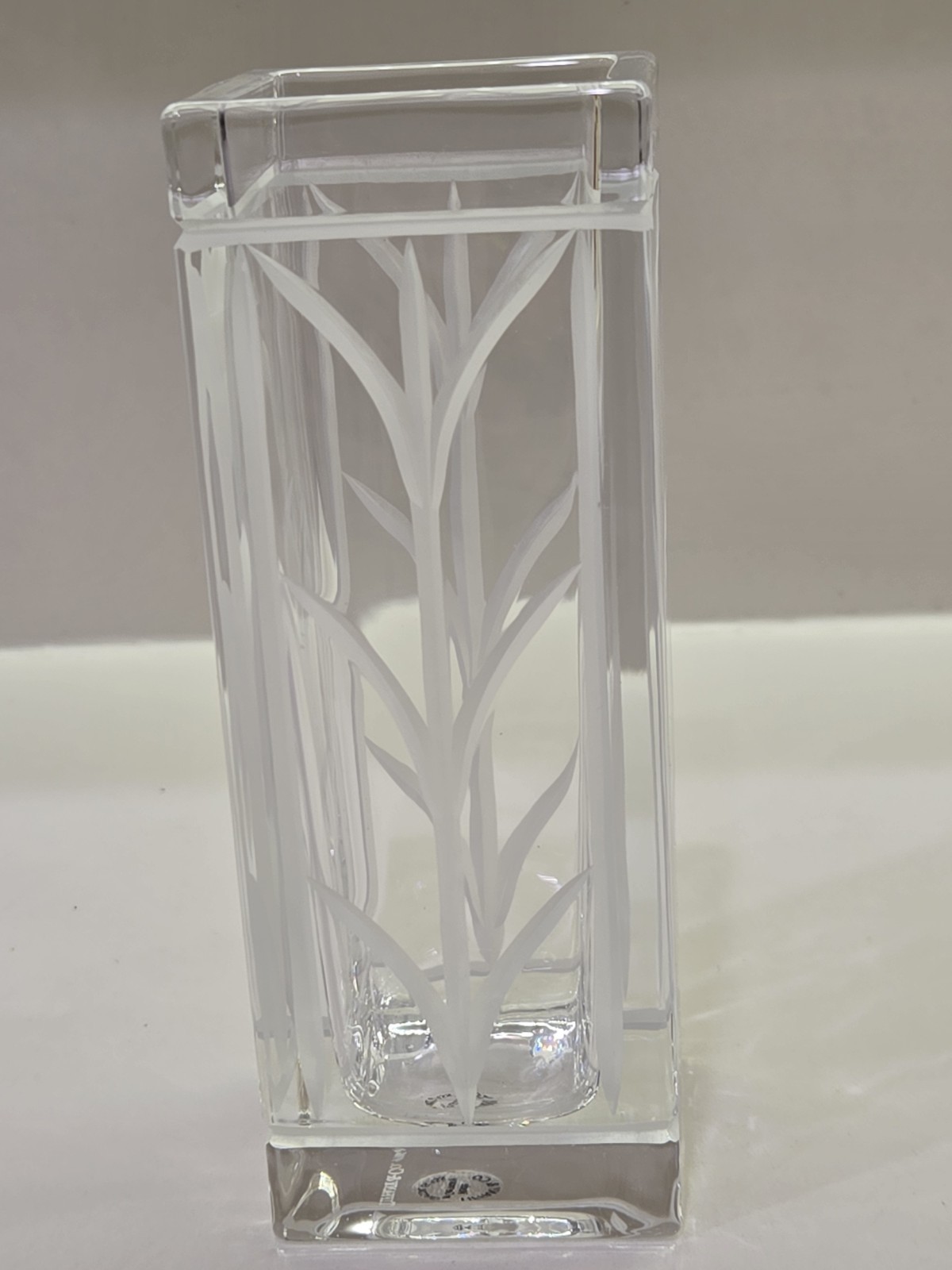 Tiffany Wheat Leaf Vase 6″ Crystal NIB