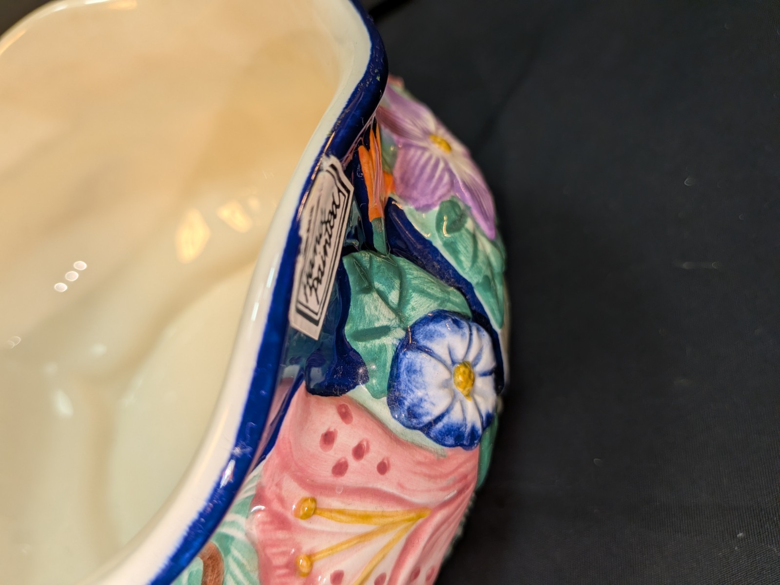 Fitz & Floyd 1994 Majolica Planter Bowl Both Original Paper Tags Colorful