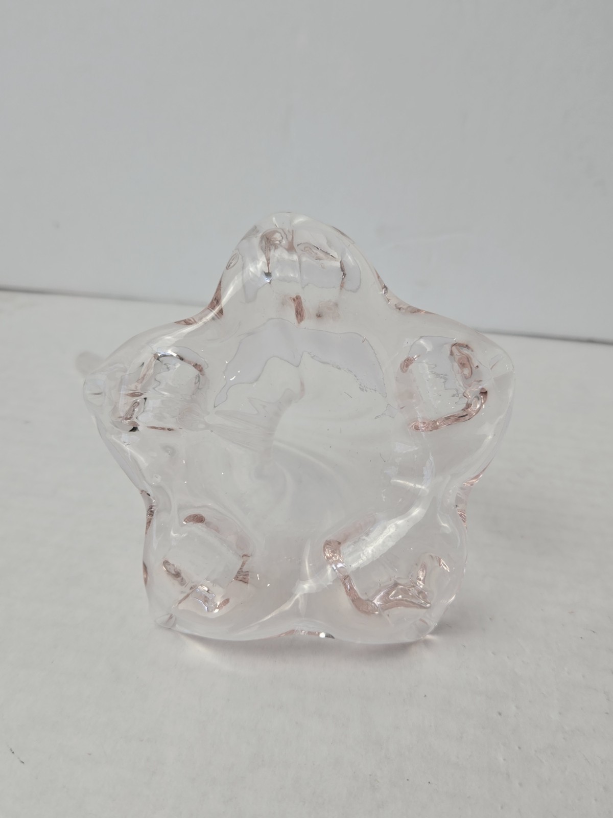 Art Glass pink and blue flower pair 5″