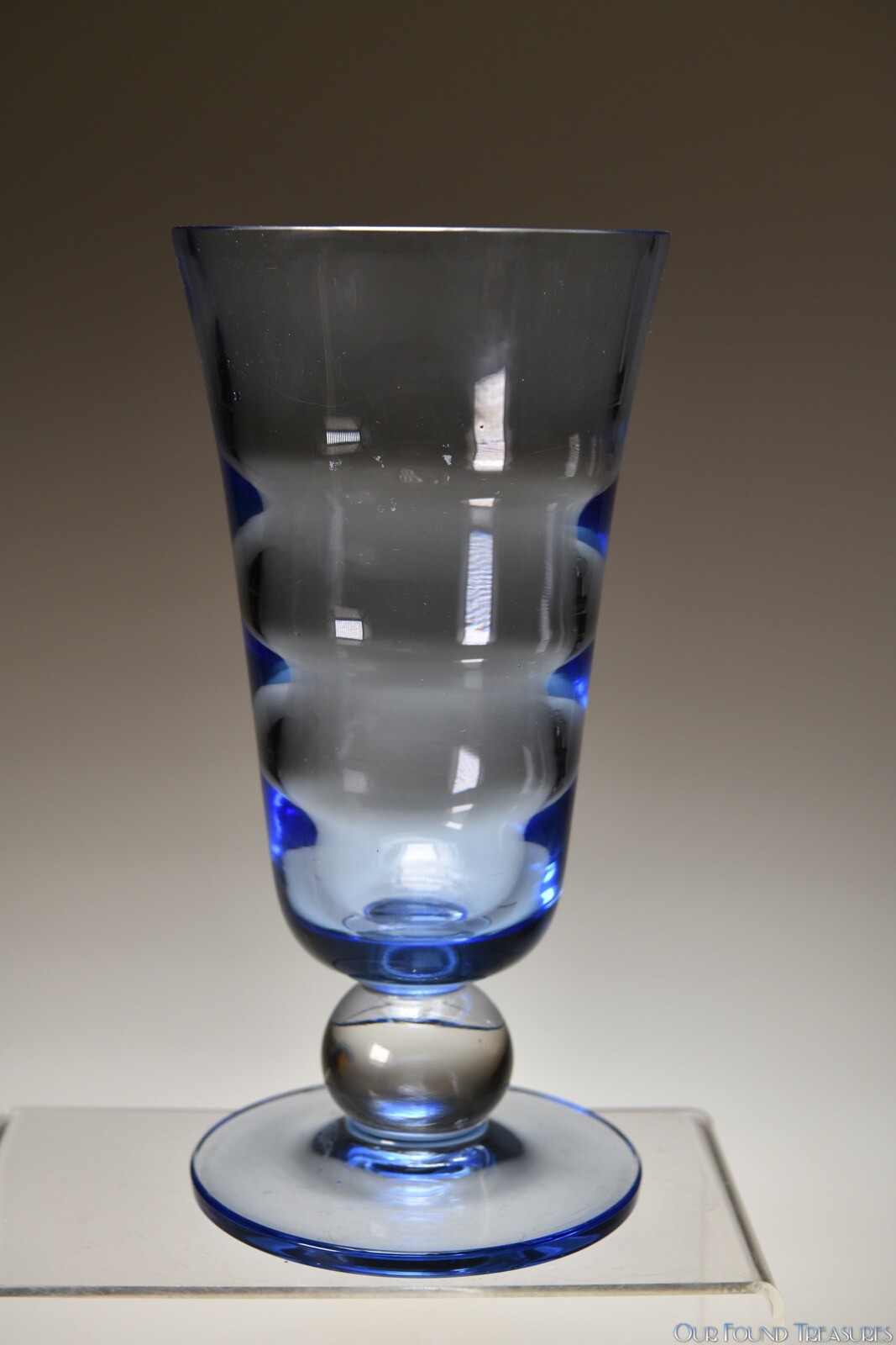 1940 – 1951 SWEDISH MODERN CRYSTAL by Tiffin COPEN BLUE 8 5/8” H Flared Vase