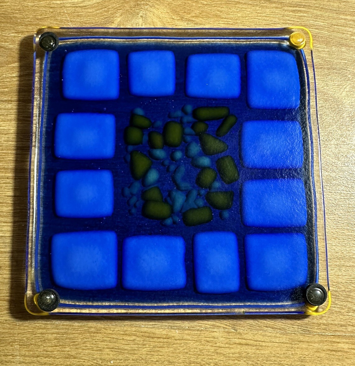 Abstract Art Glass Coaster Trivet Geometric Stained Glass Sun Catcher Decor