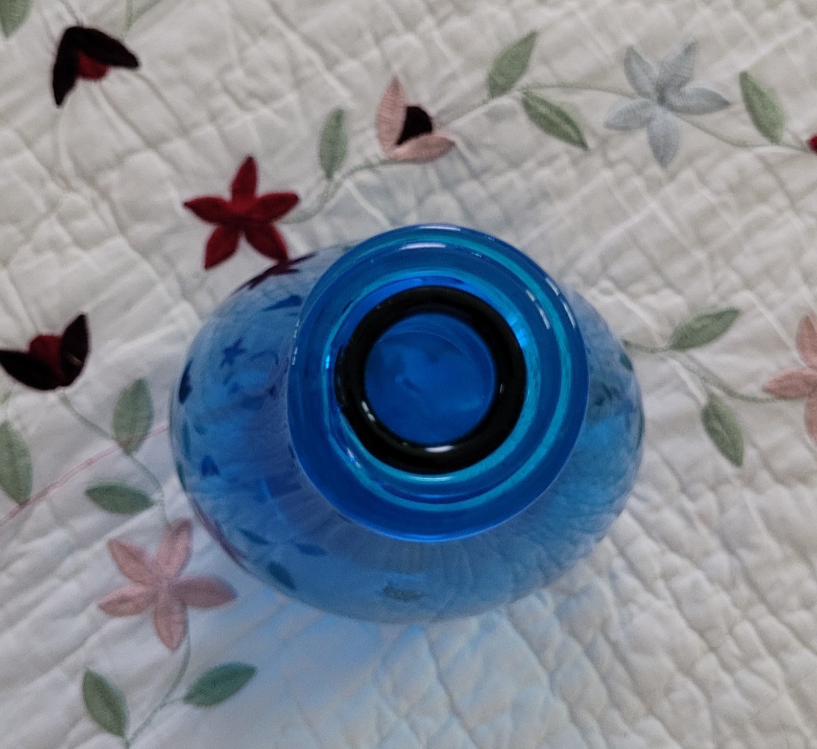 Blenko Colonial Williamsburg Restoration Sapphire Blue Glass Vase/Wine Bottle.