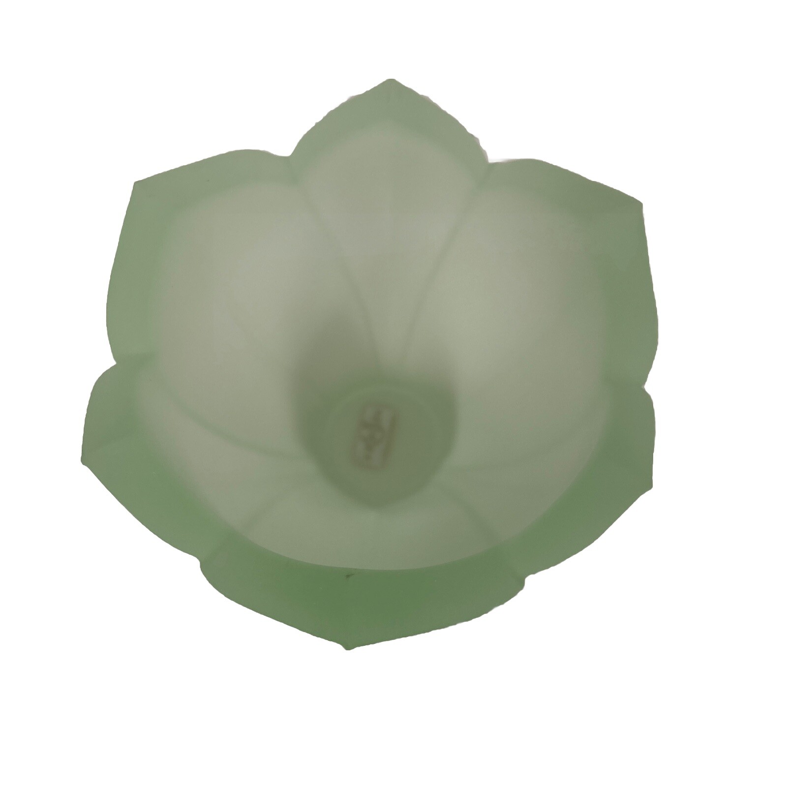 Lenox Mint green Tulip/Lotus Frosted Glass Flower Bowl/Votive Holder 6″x 3.75″