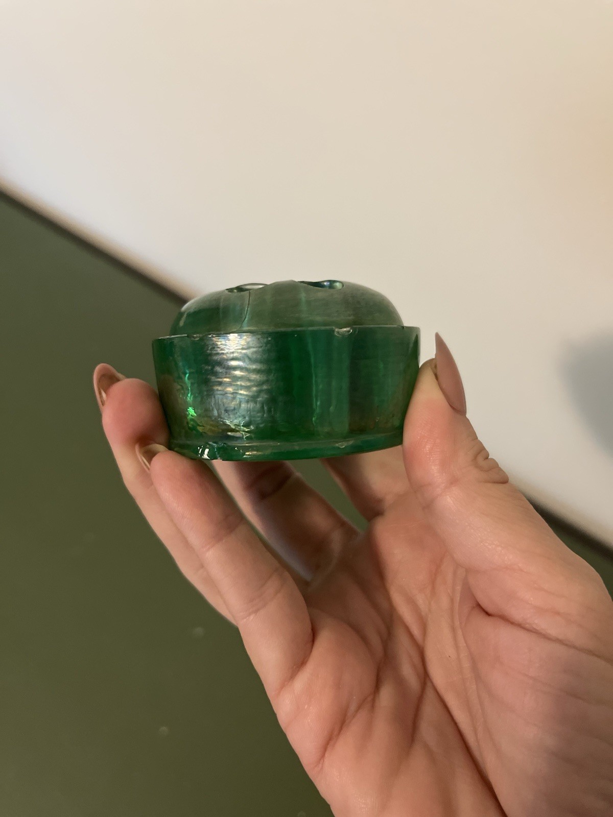 Cute Vintage Emerald Green Flower Frog