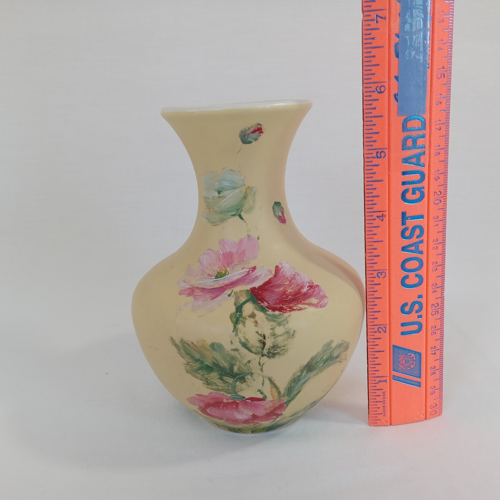 Vintage Hand-Painted Floral Vase Yellow Pink Floral Coors Colorado Art Pottery