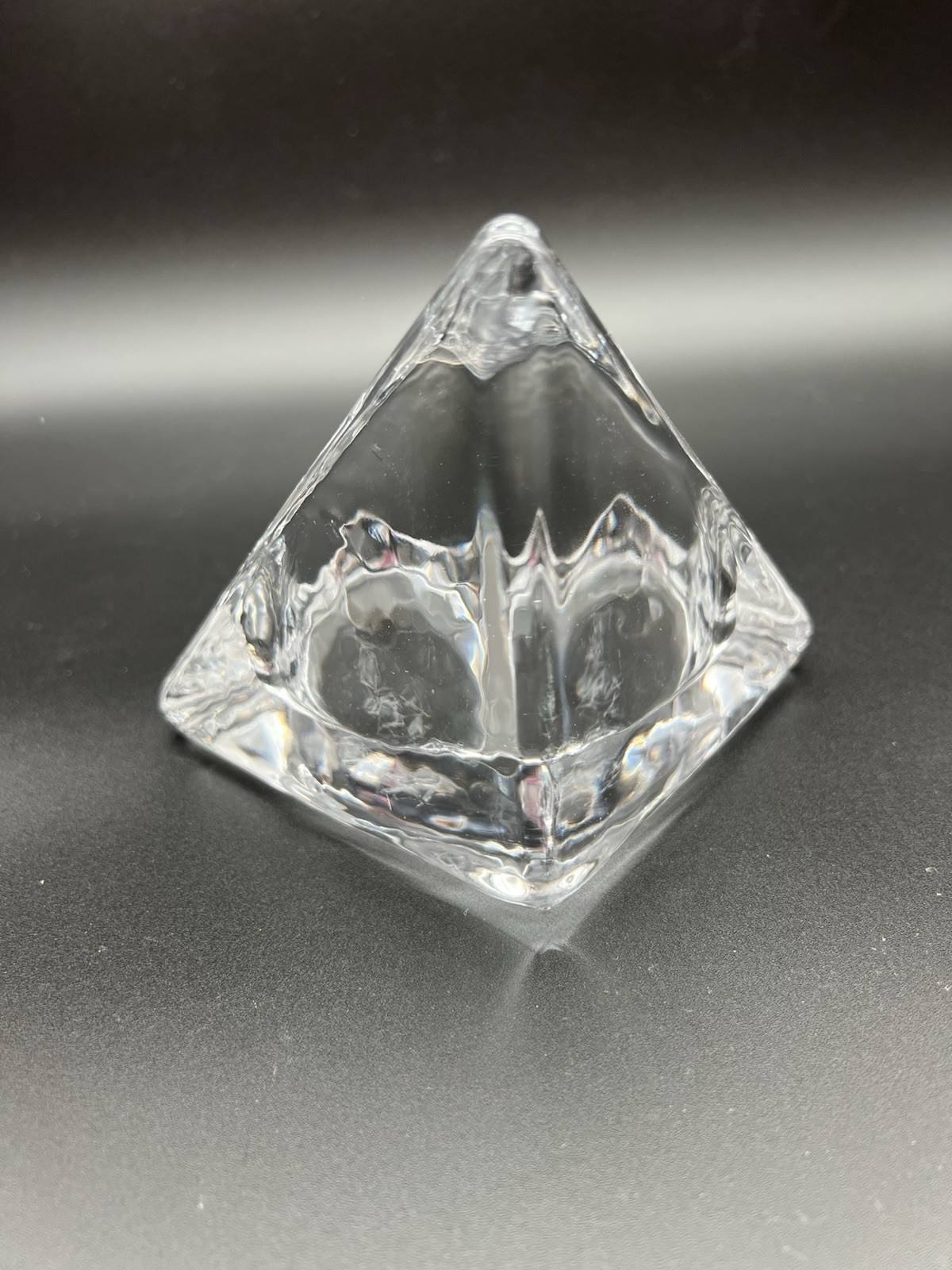 MCM Nybro Crystal Pyramid Shaped Candle Holder From Sweden, Tord Kjellstrom