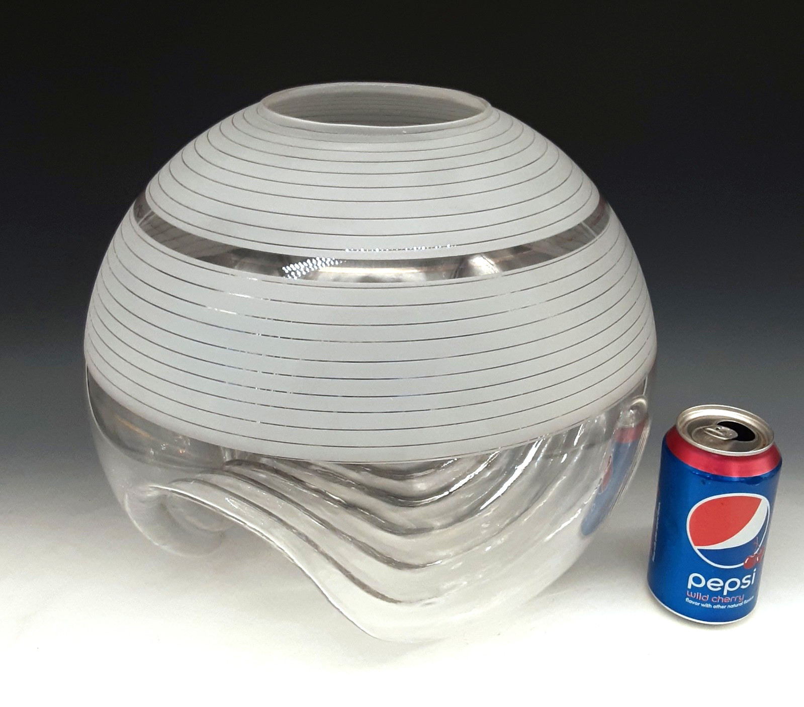 Mid Century MAZZEGA Murano Art Glass HUGE 13.75″ Centerpiece Globe Ball Vase MCM