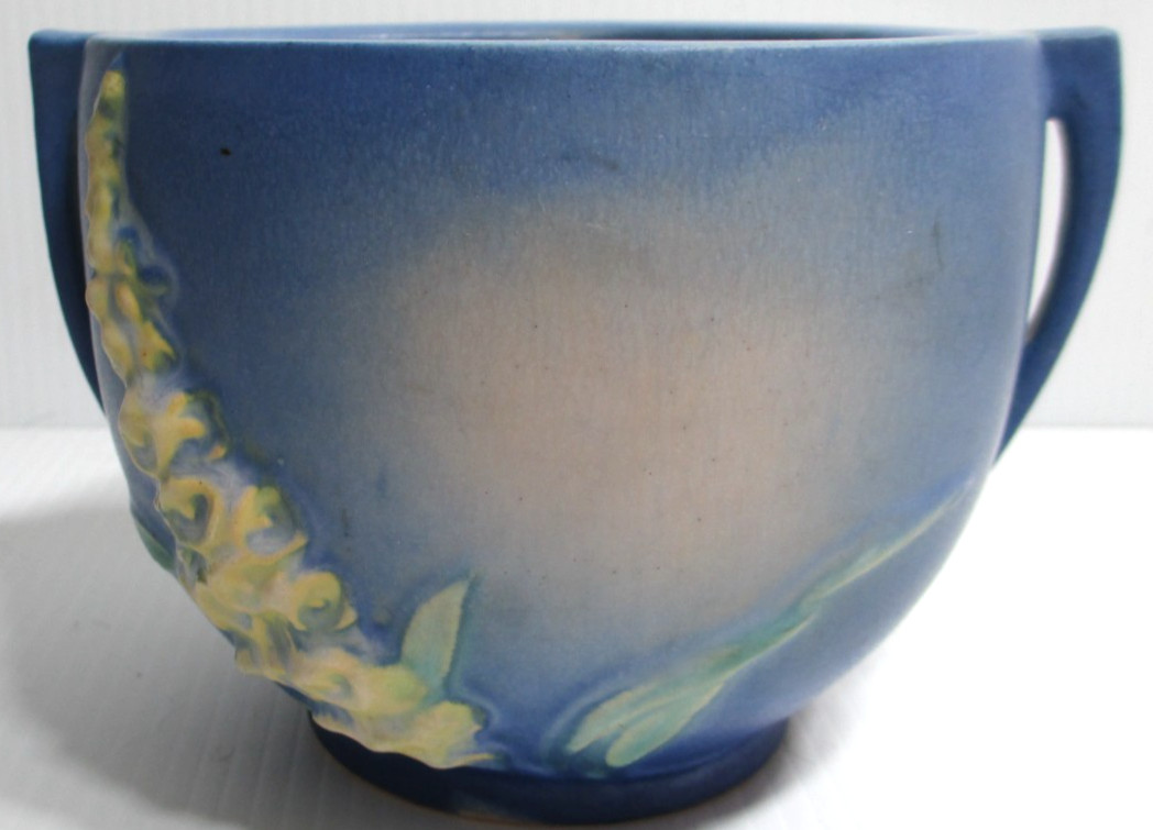 Vintage Roseville Pottery Planter Jardiniere 659-4 Foxglove Blue 4 1/8″ Tall