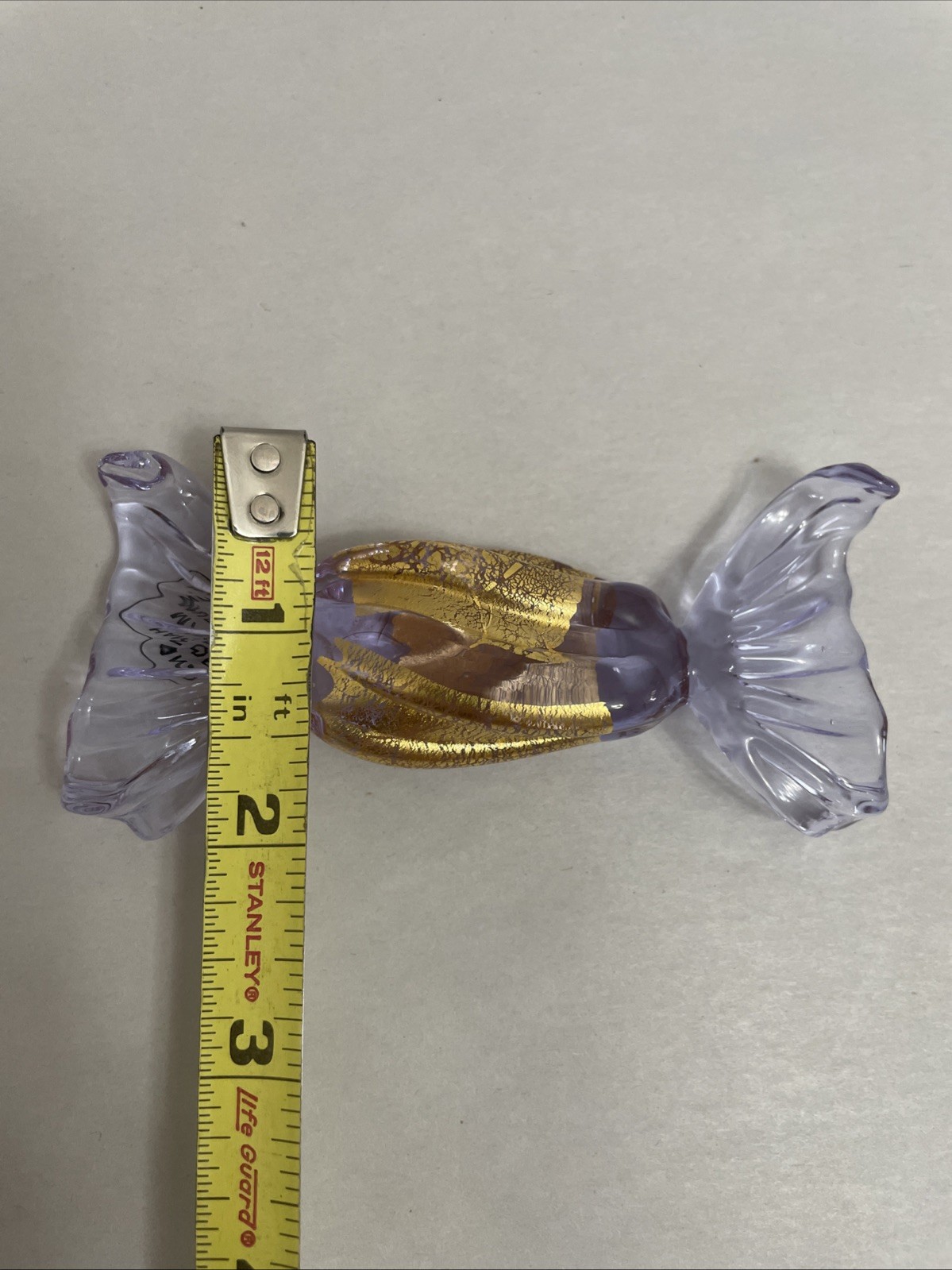 Murano Glass Rectangular Candy – Clear Purple/Gold