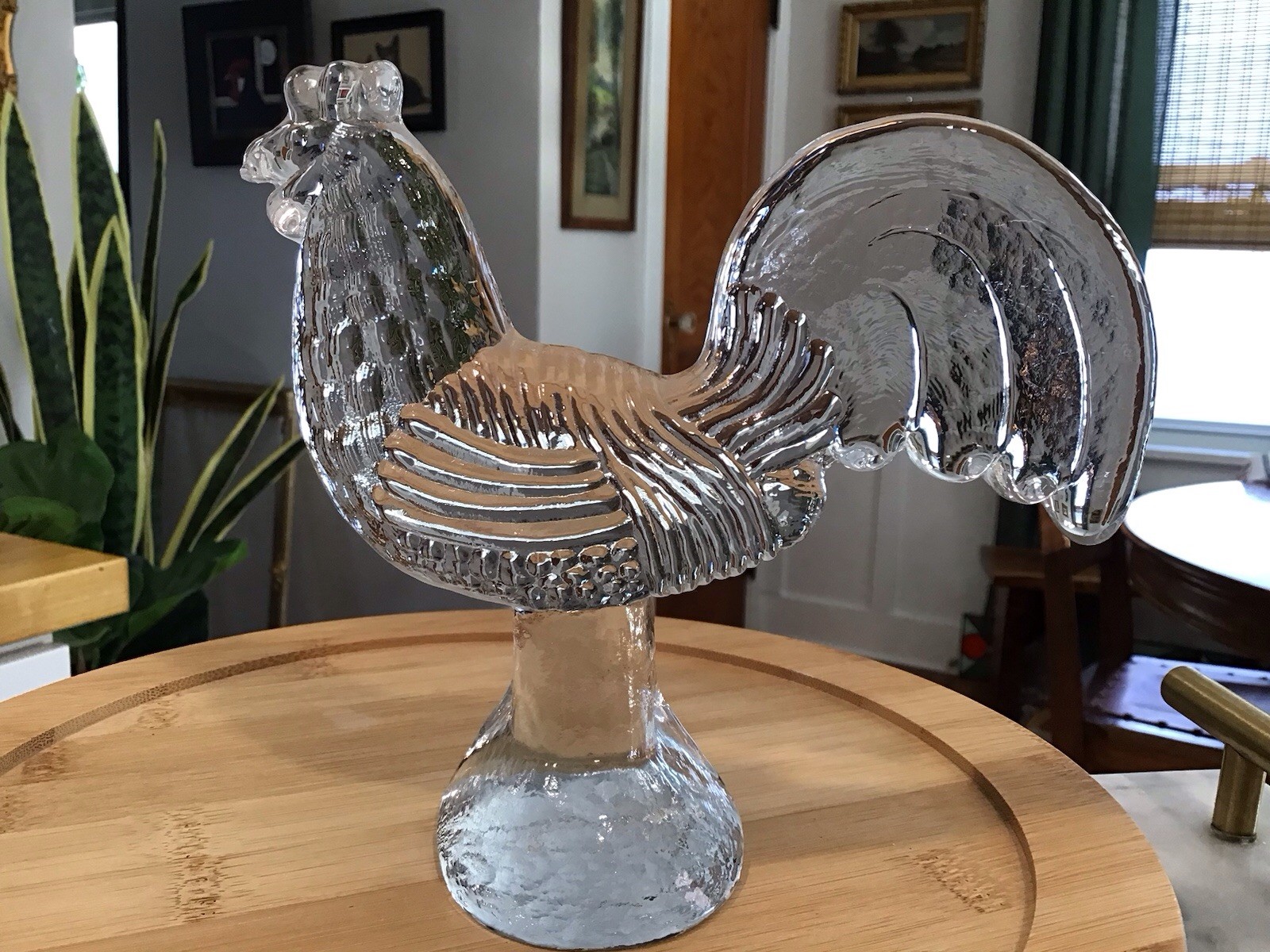 2 Kosta Boda Zoo Flat Back Roosters Bertil Vallien Sweden Art Glass Figurine