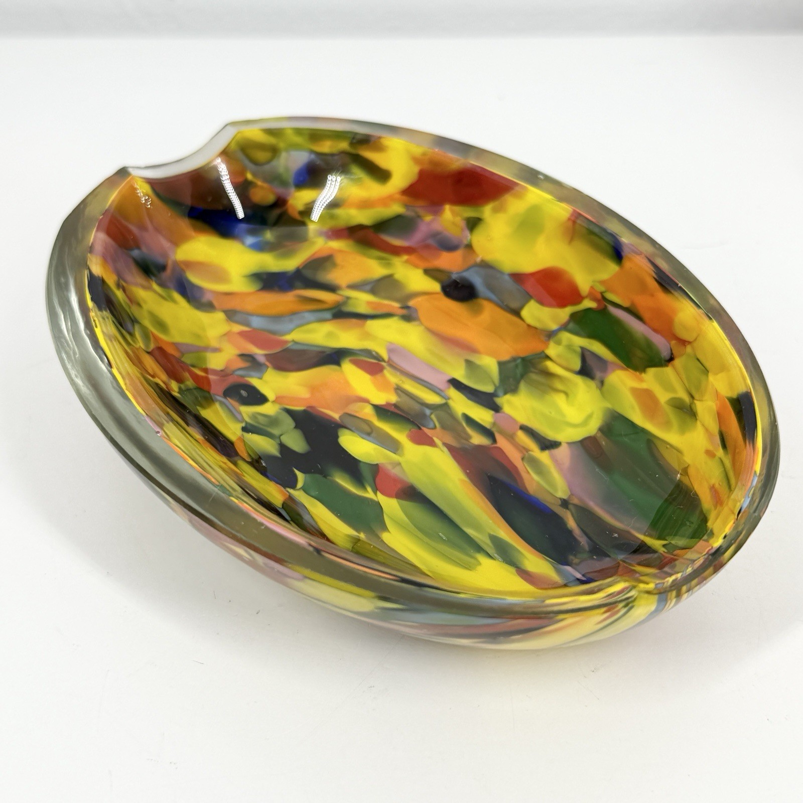 CZECH End-of-Day CIGAR ASHTRAY/Trinket DISH Glass UV REACTIVE 20s-30s Art Deco