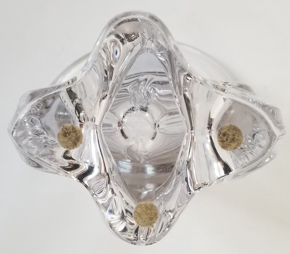 ART VANNES lead crystal LE CHATEL trumpet footed 9.25″ tall VASE signed
