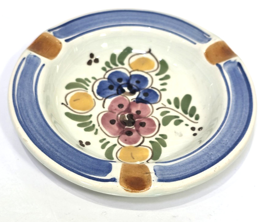 Delftse Pauw Delft Pottery Floral Ashtray Trinket Dish DP Delft 4″ NETHERLANDS