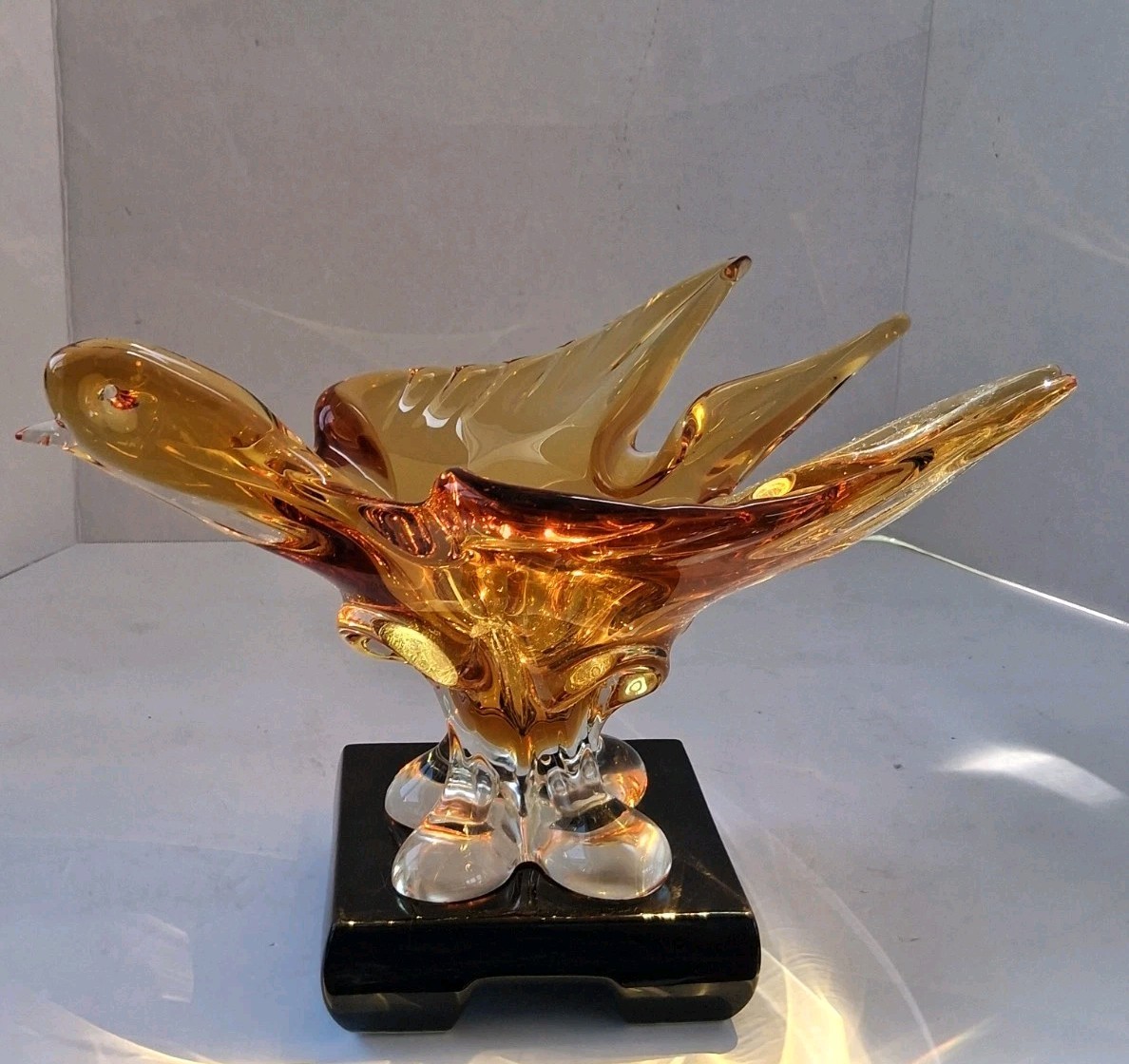 Vintage Glass Art Swan/PHOENIX; Amber/Honey; Possible “Chalet”- Canada?