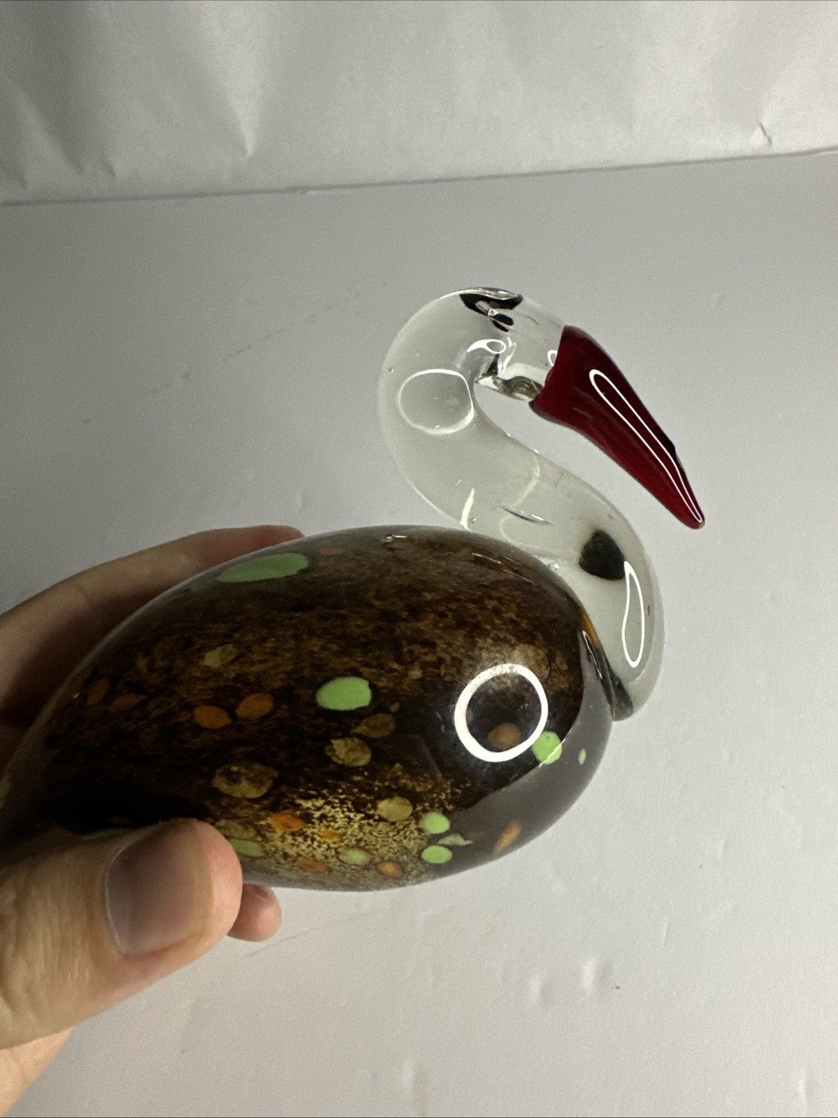 Art Glass Pelican Figurine Swan Bird Statue Paper Weight Desk Figure Decor