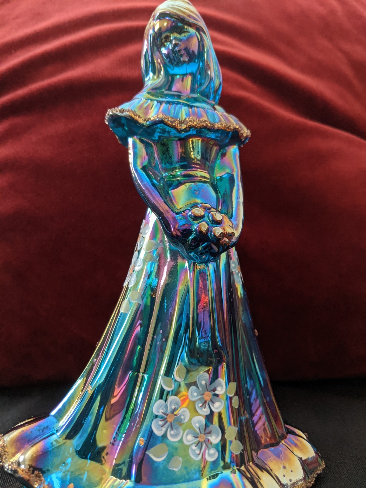 Fenton Art Glass Bridesmaid Doll Teal Blue Undecorated Wedding Figurine Pristine