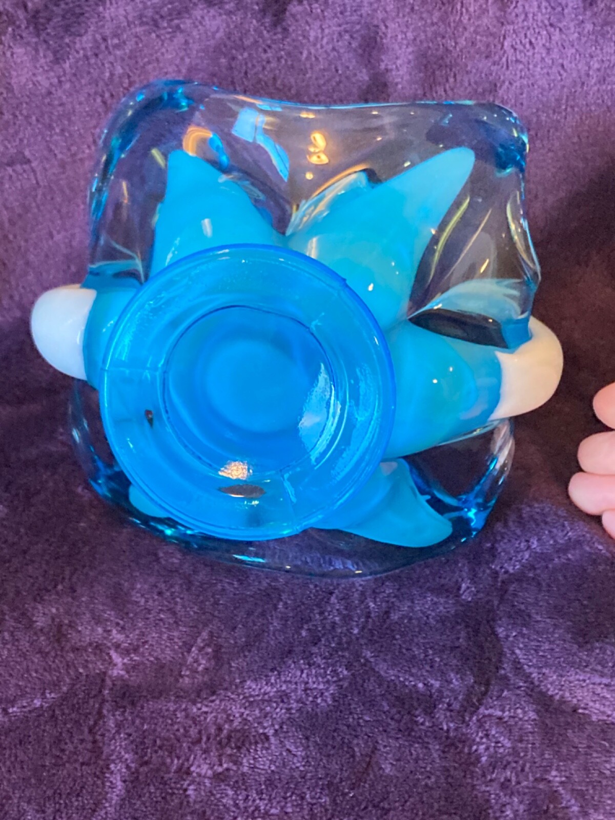 Art Glass Basket- Blue and White