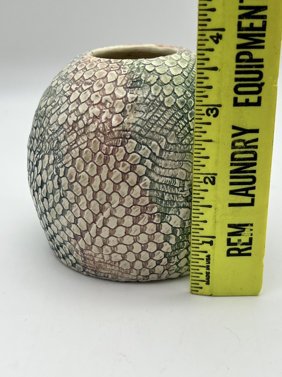 SLY Stamped Hand Made Ceramic Vase Snake Skin Design Multicolor Pottery Studio